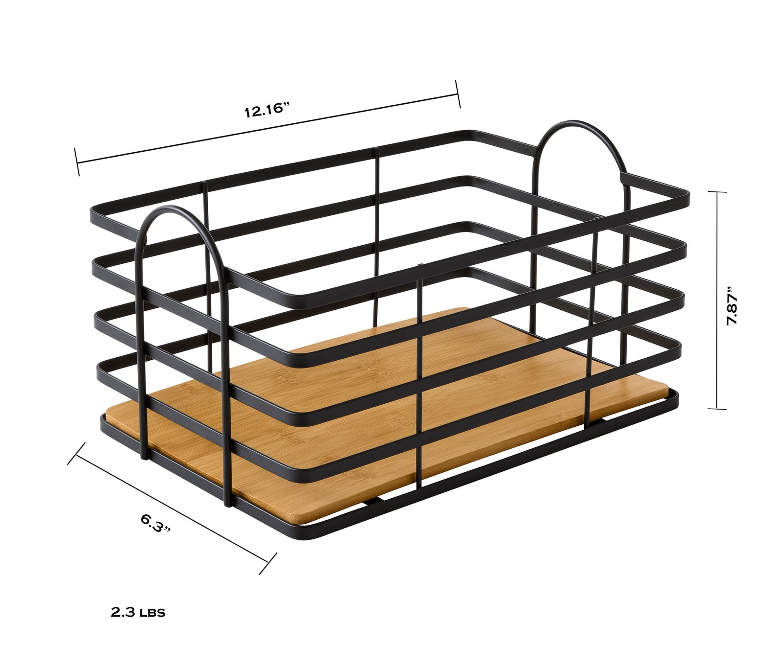 Better Homes & Gardens Matte Black Wire Basket with Bamboo Base