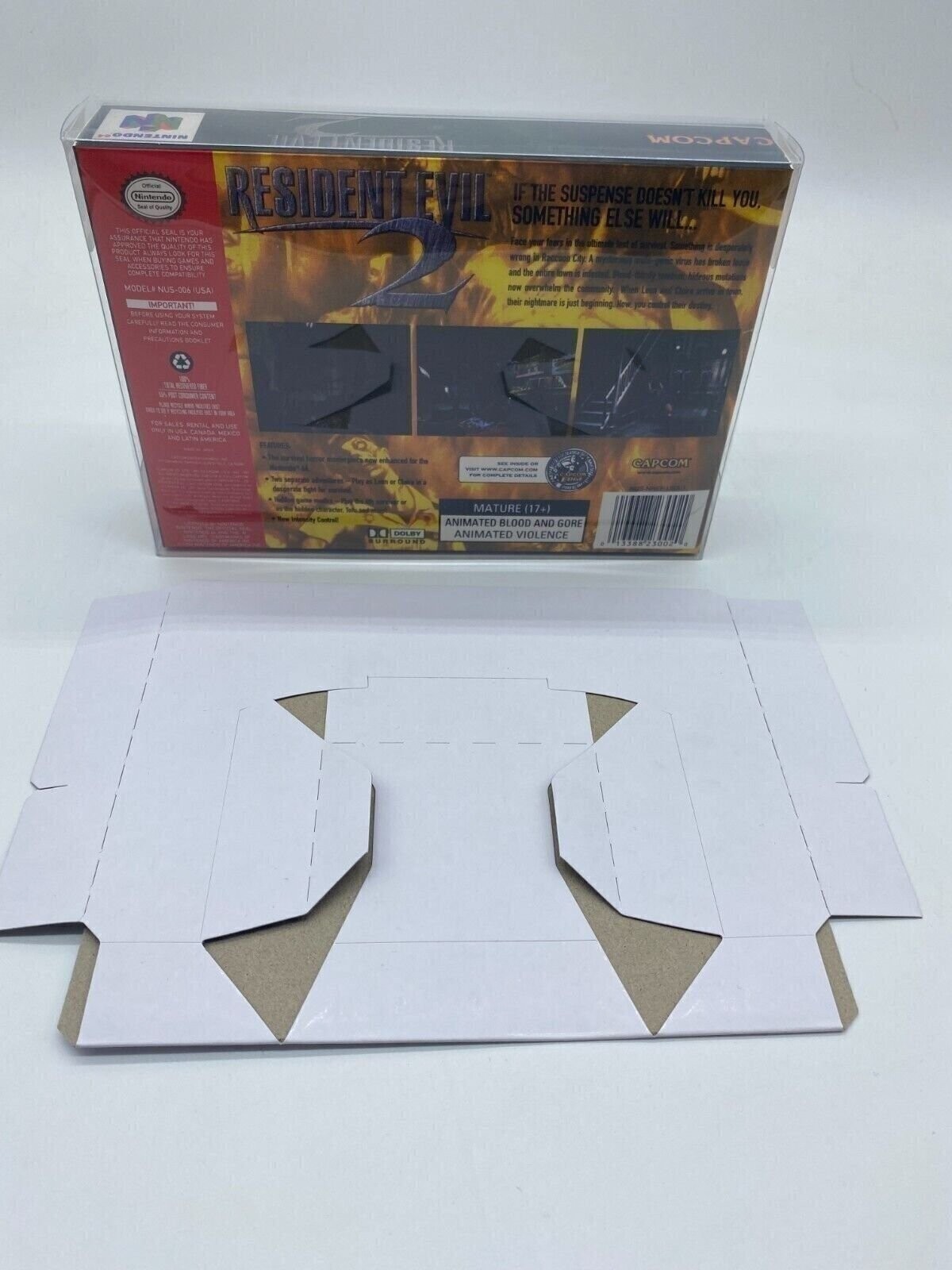 Nintendo 64 N64 Game Box Only Inserts and Protector Custom CIB Resident Evil 2
