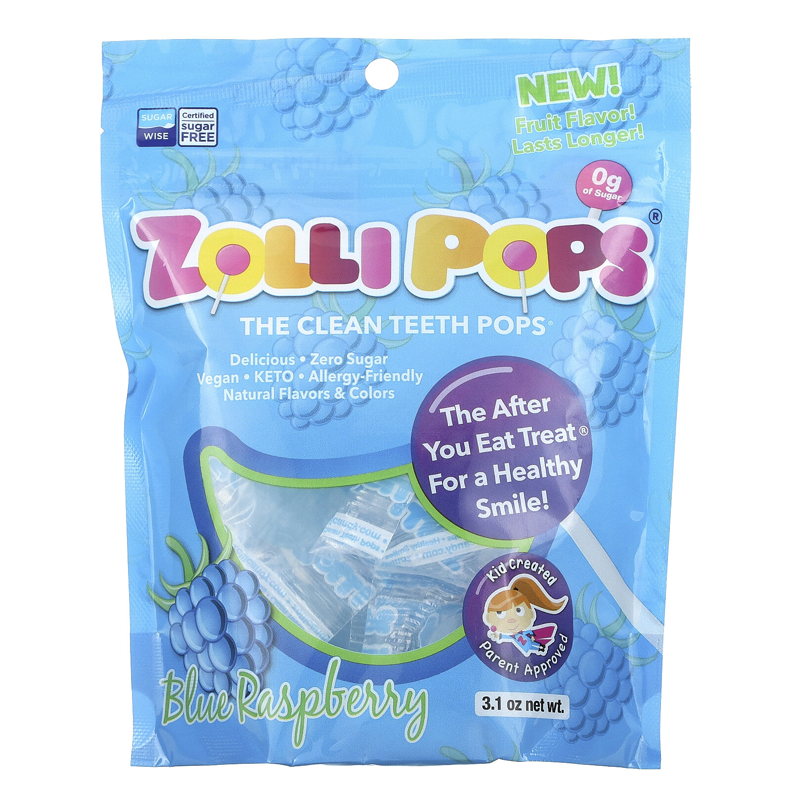 The Clean Teeth Pops, Blue Raspberry, 3.1 oz