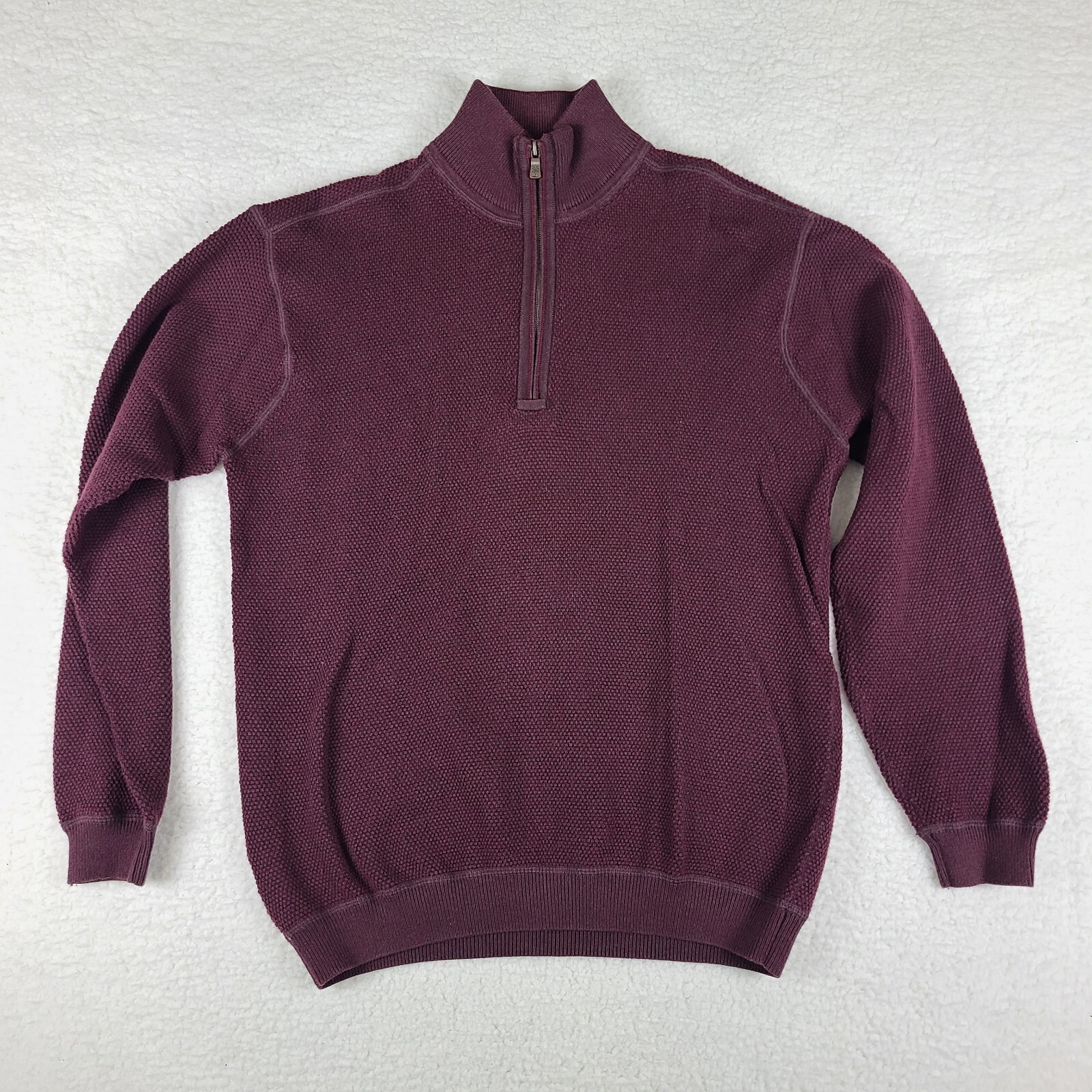 Tommy Bahama Sweater Mens Medium Maroon Purple Quarter Zip Knit Sweatshirt
