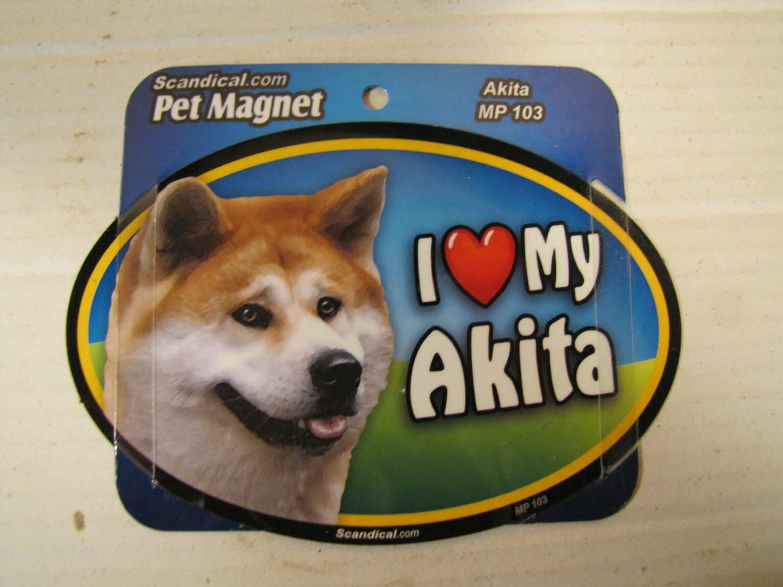 I Love My Akita Laminated Car Pet Magnet 4" x 6" Scandical