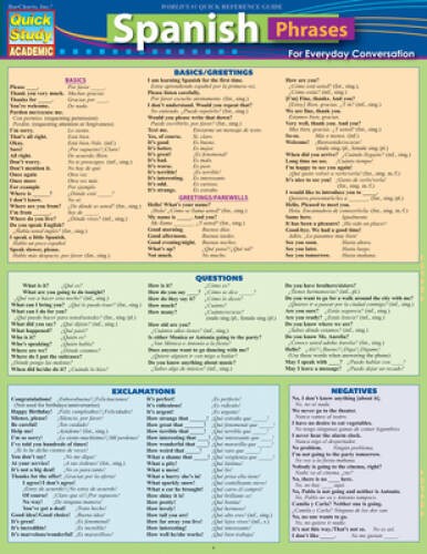 Spanish Phrases (Quick Study Academic) - Paperback By Barcharts Inc - VERY GOOD