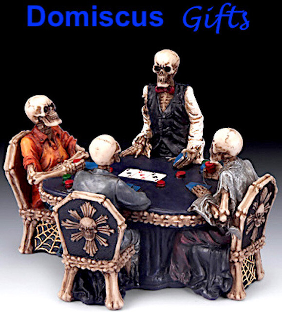6" NEW GOTHIC Skull Skeleton POKER Card Players Texas Hold 'em FANTASY Figurine
