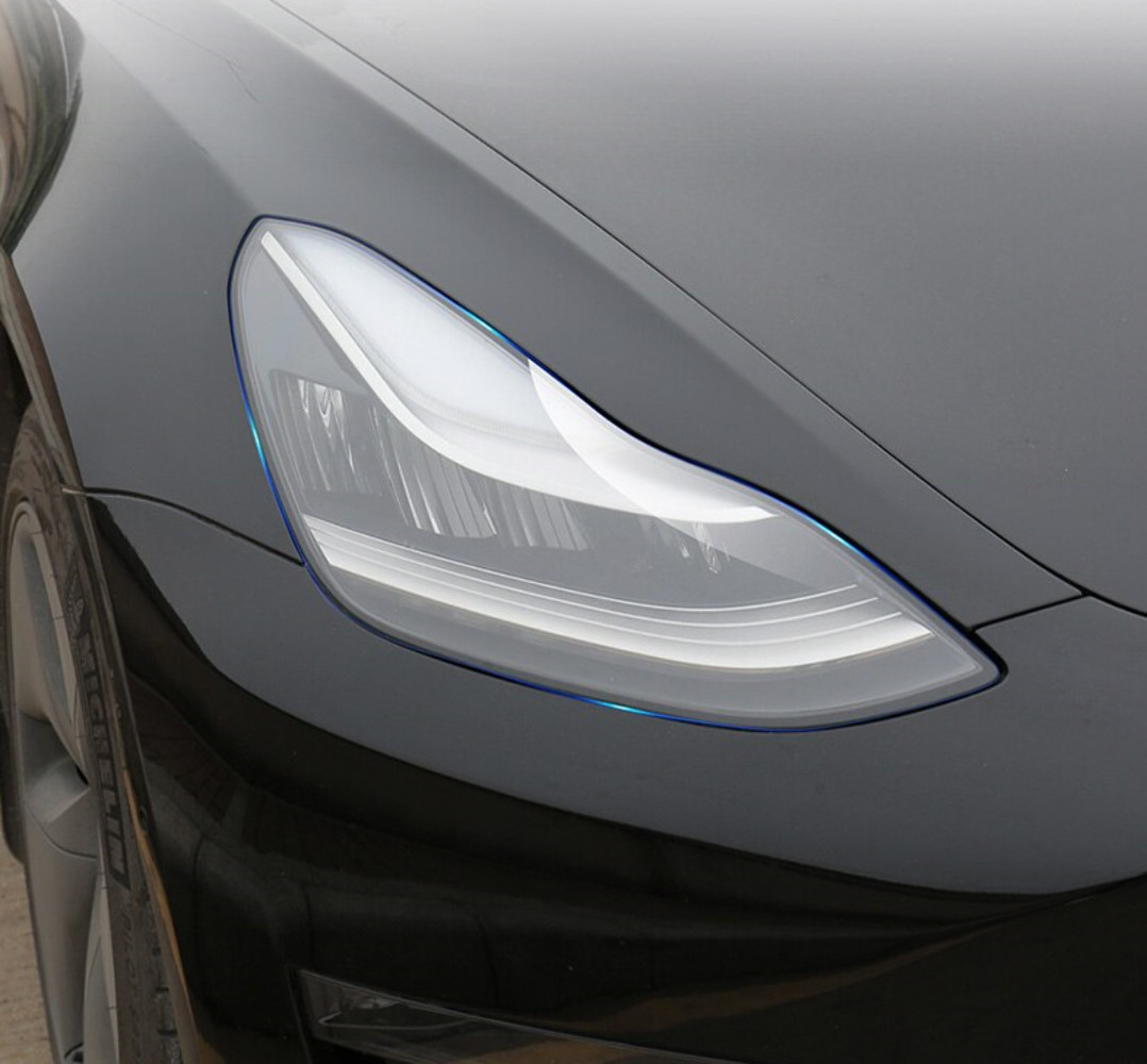 Tesla Model 3 CLEAR Headlight Scratch Guard Protection Film TPU, PPF, 2017-2023