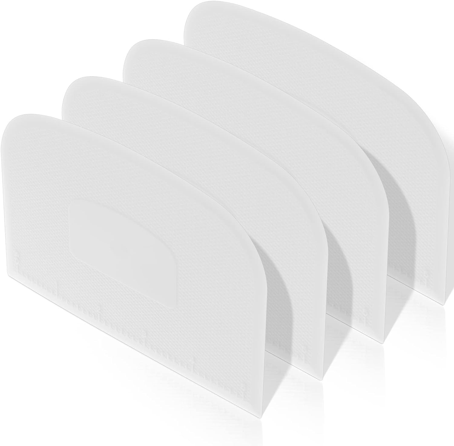 Queekay 4 Pcs Plastic Dough Scraper Flexible Dough Cutter Bench Scraper for Baki