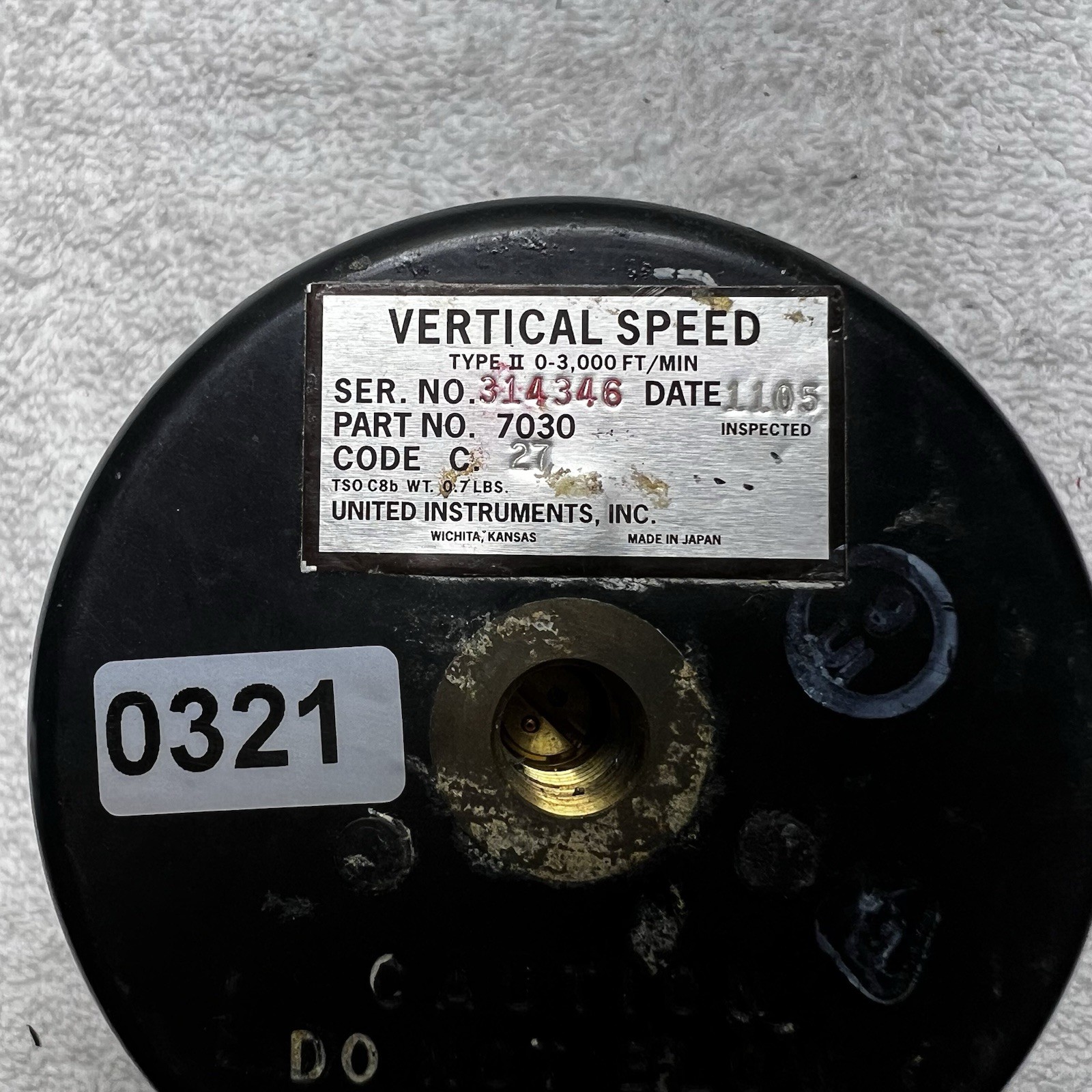 United Instruments Vertical Speed Indicator P/N 7030 - C27