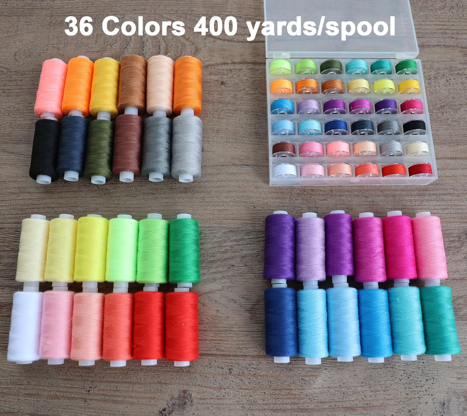 72 PCS Sewing Thread Assortment, 36 Color Thread for Sewing Machine