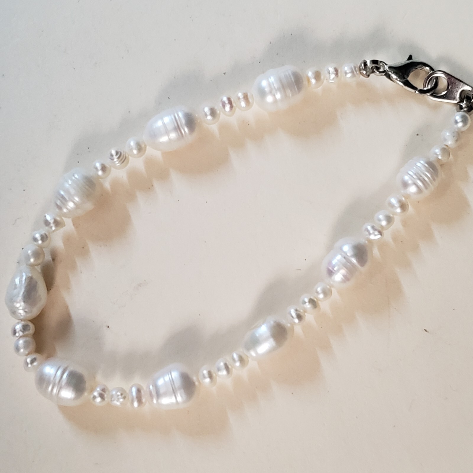 GENUINE * PEARL * BRACELET,  7.5 Inches , 3-9 mm -Handmade in USA
