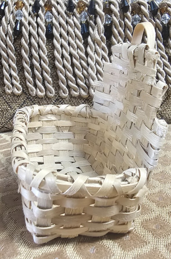 tiny handmade hanging basket 3 1/2"T x 4"x 2 1/8" collectable unique