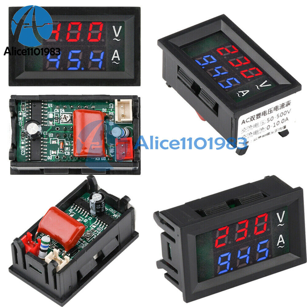 Voltmeter Current Voltage Amp Meter Hall Effect Sensor AC50-600V 10/50/100A
