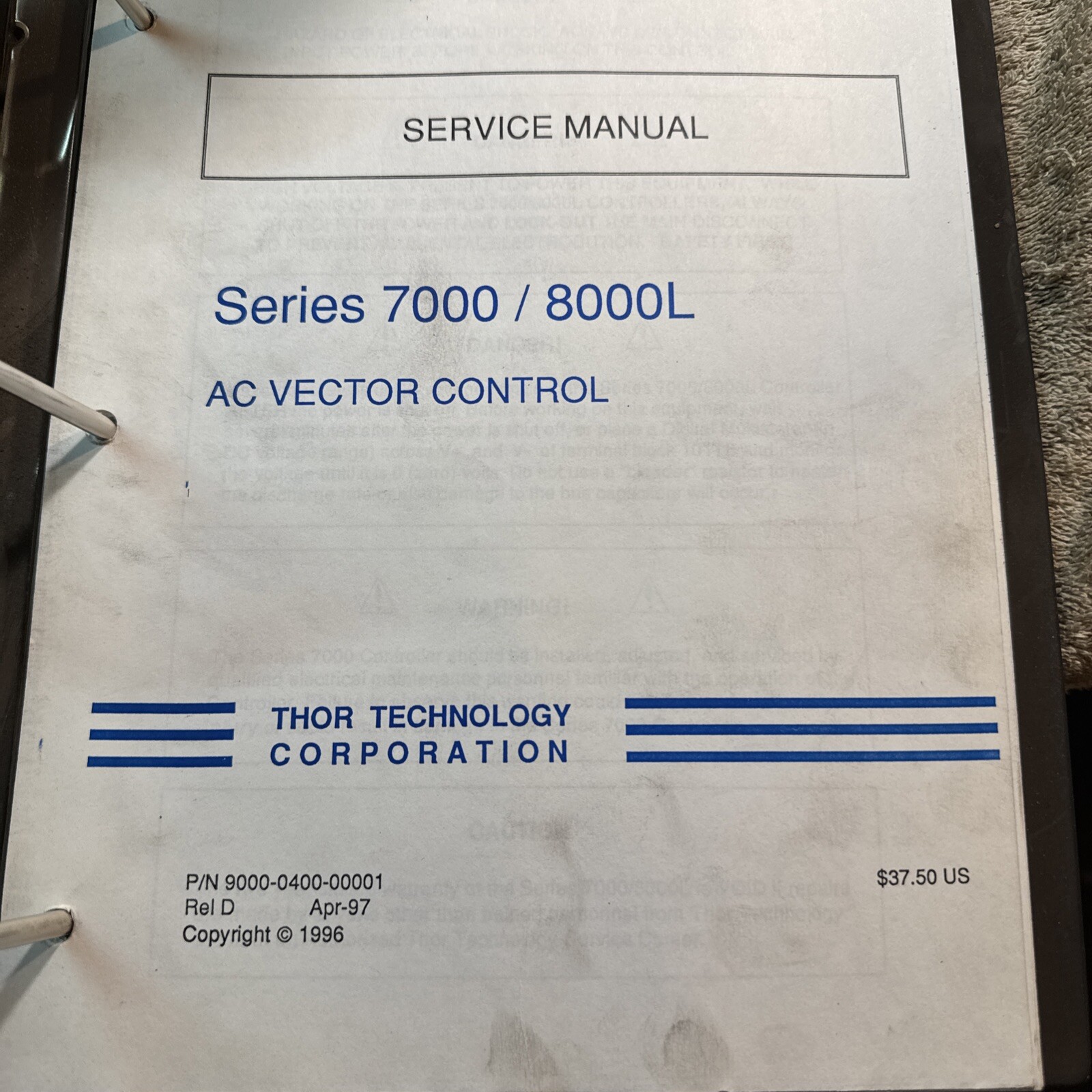 Thor Drives Service manual 7000/8000L, AC Vector Control. Technical Instructions