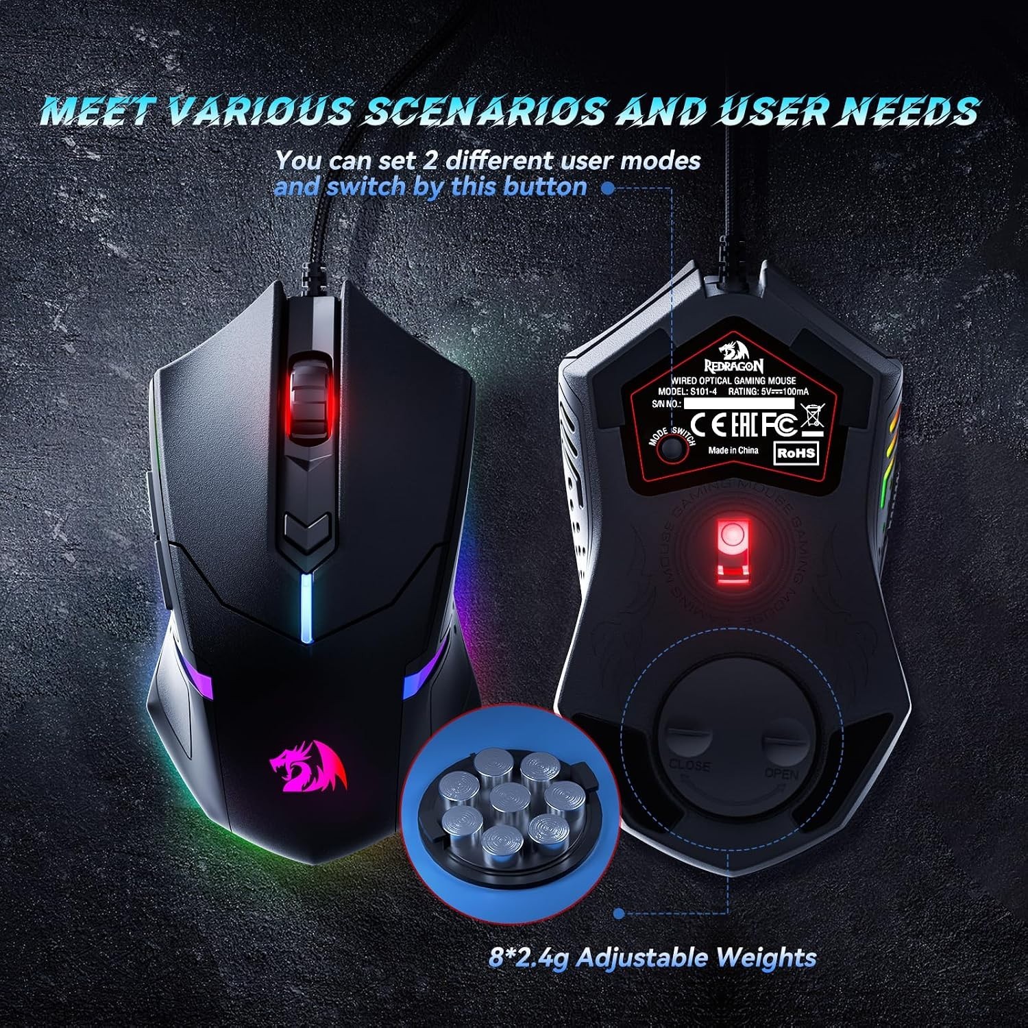 S101-3 PRO Gaming Keyboard and Mouse, RGB Backlit Programmable Keyboard Mouse...