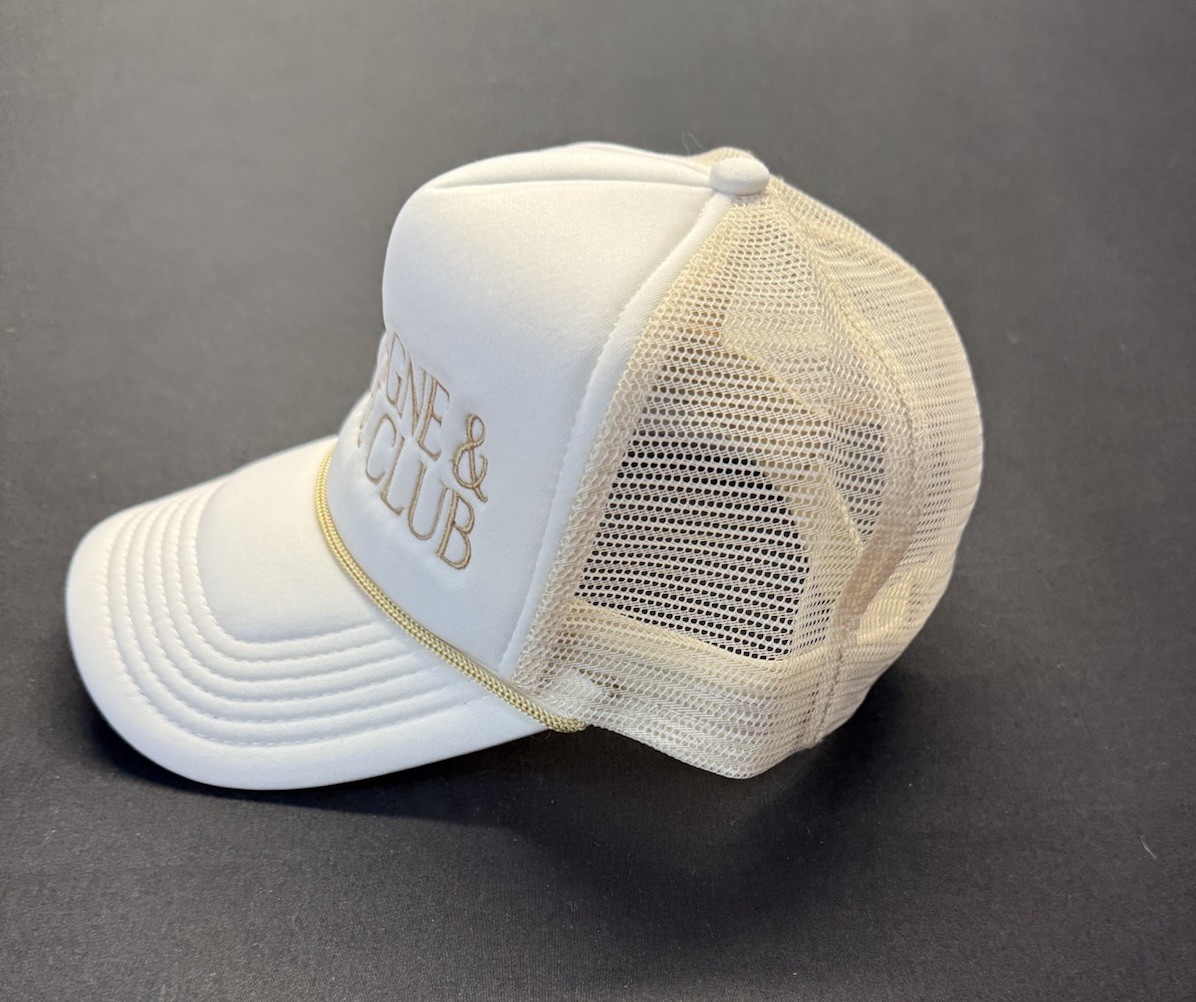 Champagne & Leisure Club Trucker Hat Beige Mesh Snapback Cap NEW