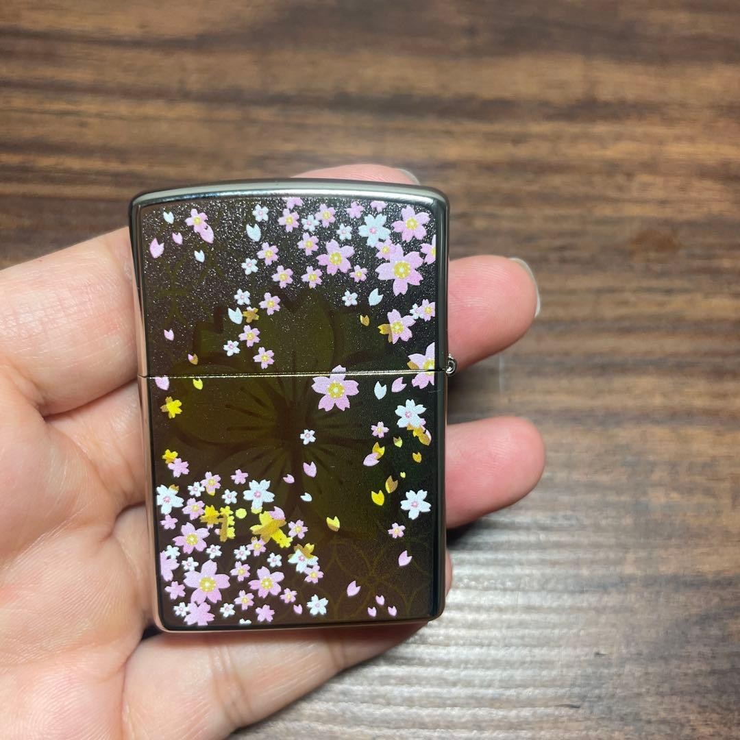 Zippo lighter cherry blossom Japanese pattern black