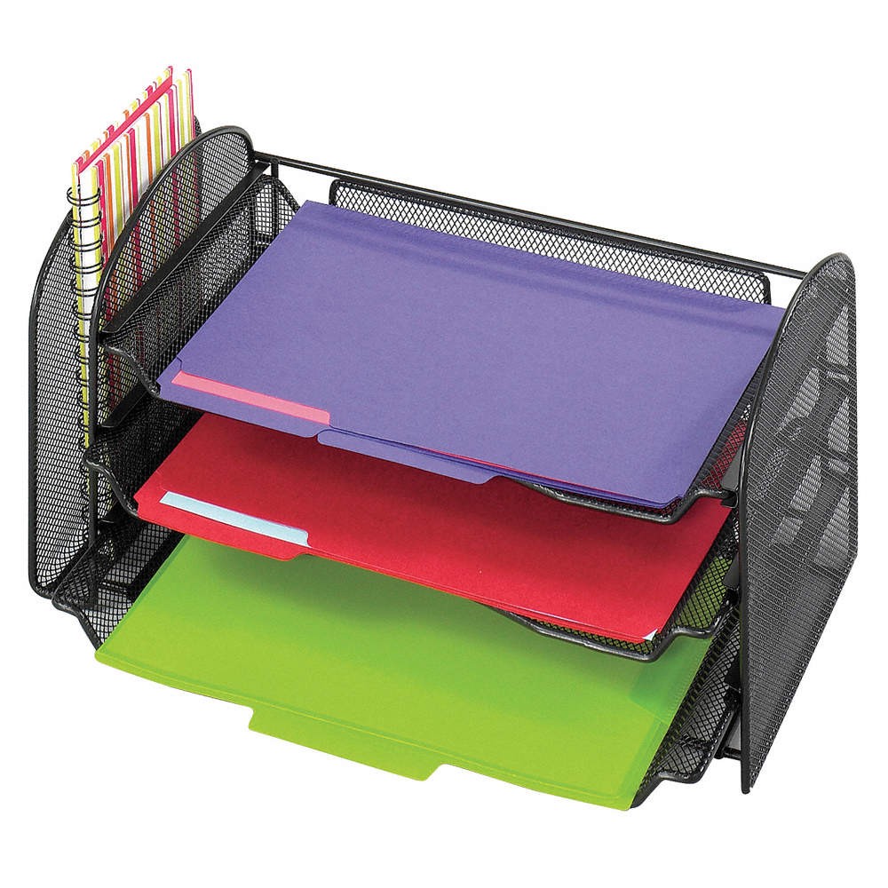 SAFCO  Desk Tray,Black,8 in H 619U22