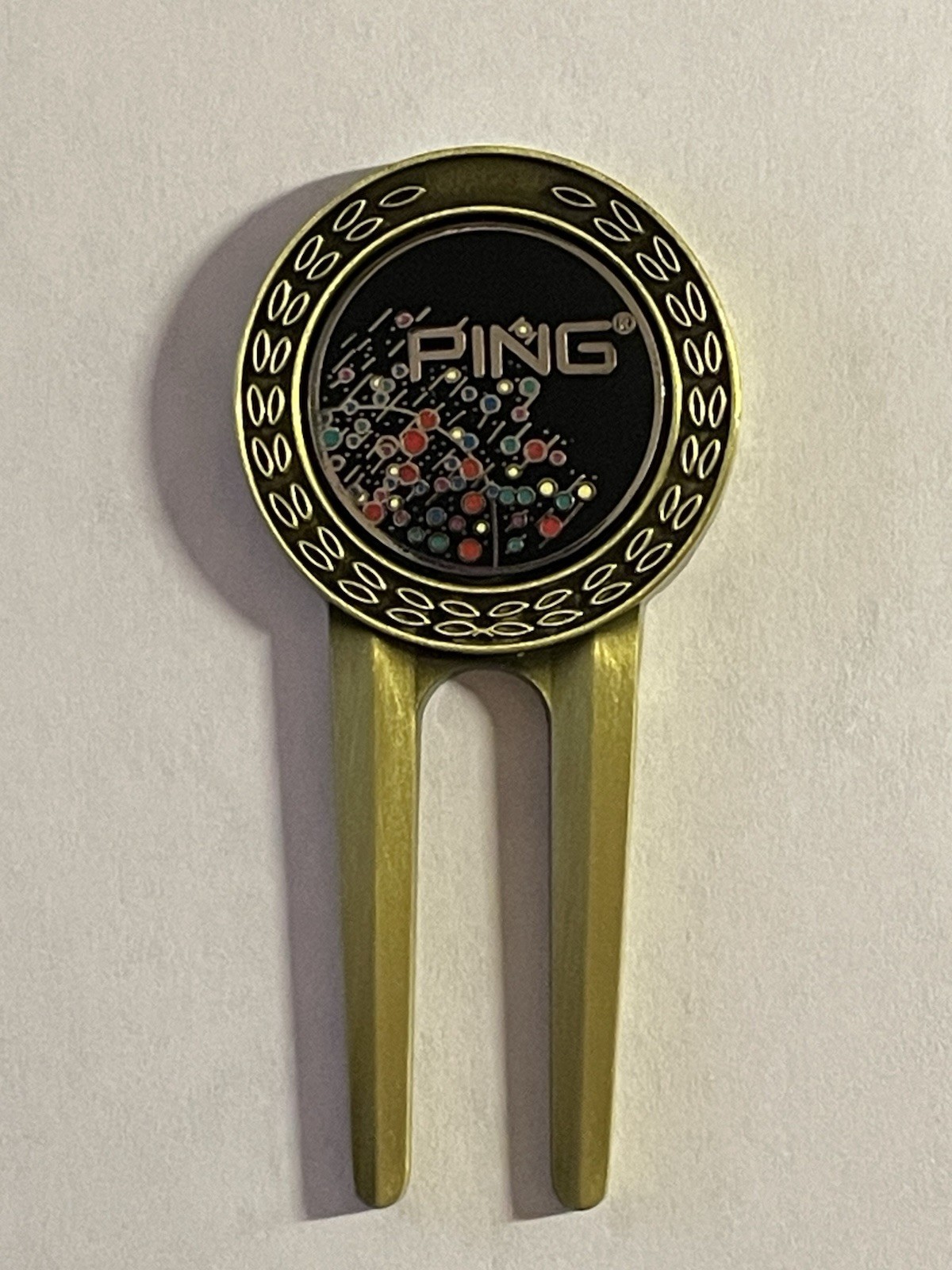 (1) Ping Multi-Colored Enamel Dot Golf Divot Tool & 1" Coin Style Golf Marker