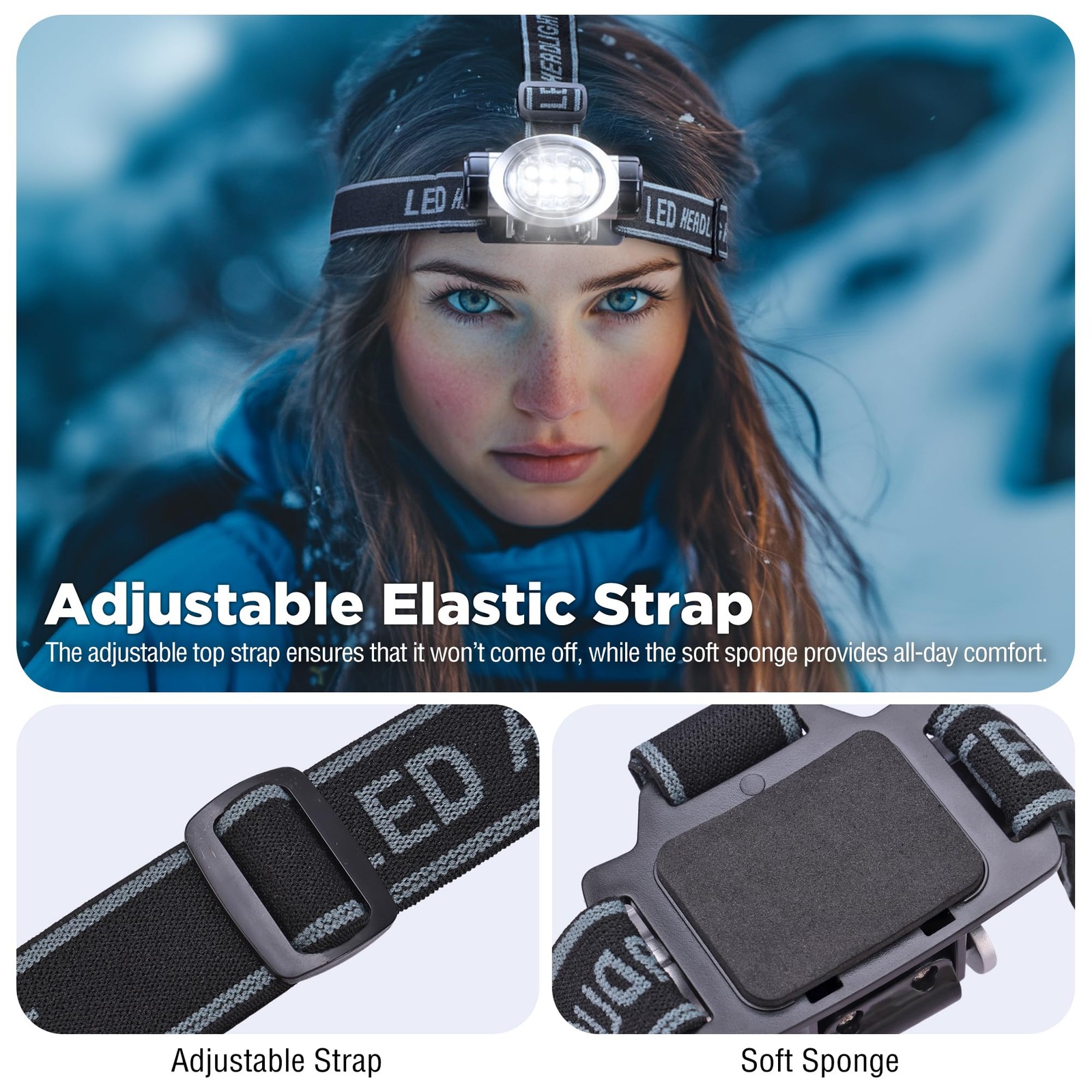 EverBrite 5Pack LED Headlamp 4 Modes, Pivot, Adjustable for Run/Camp/Hike