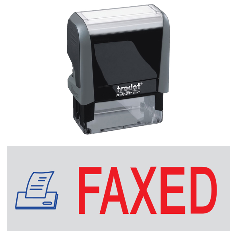 FAXED w. Pic.- Trodat 4912 Self-inking Stock Stamp (2-Color Red / Blue Ink)