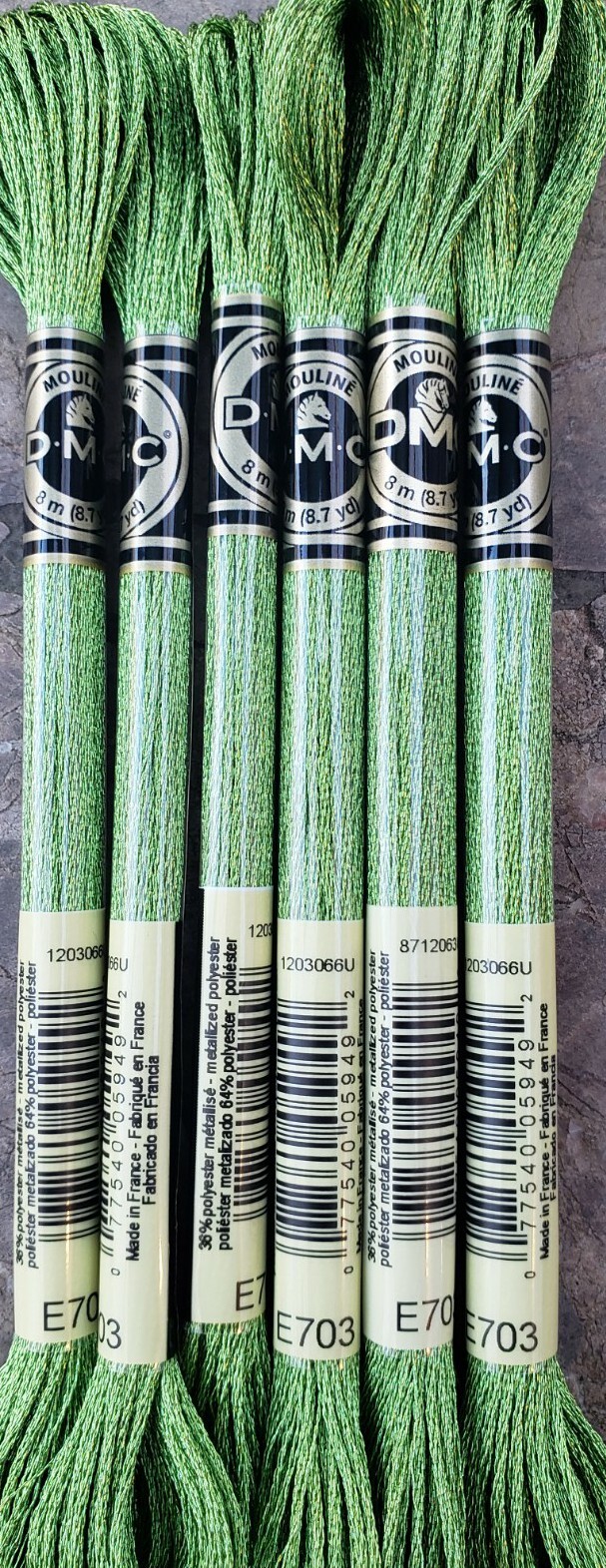 DMC Light Effects Embroidery Floss metallic #E703 Light Emerald Green (6 skeins)