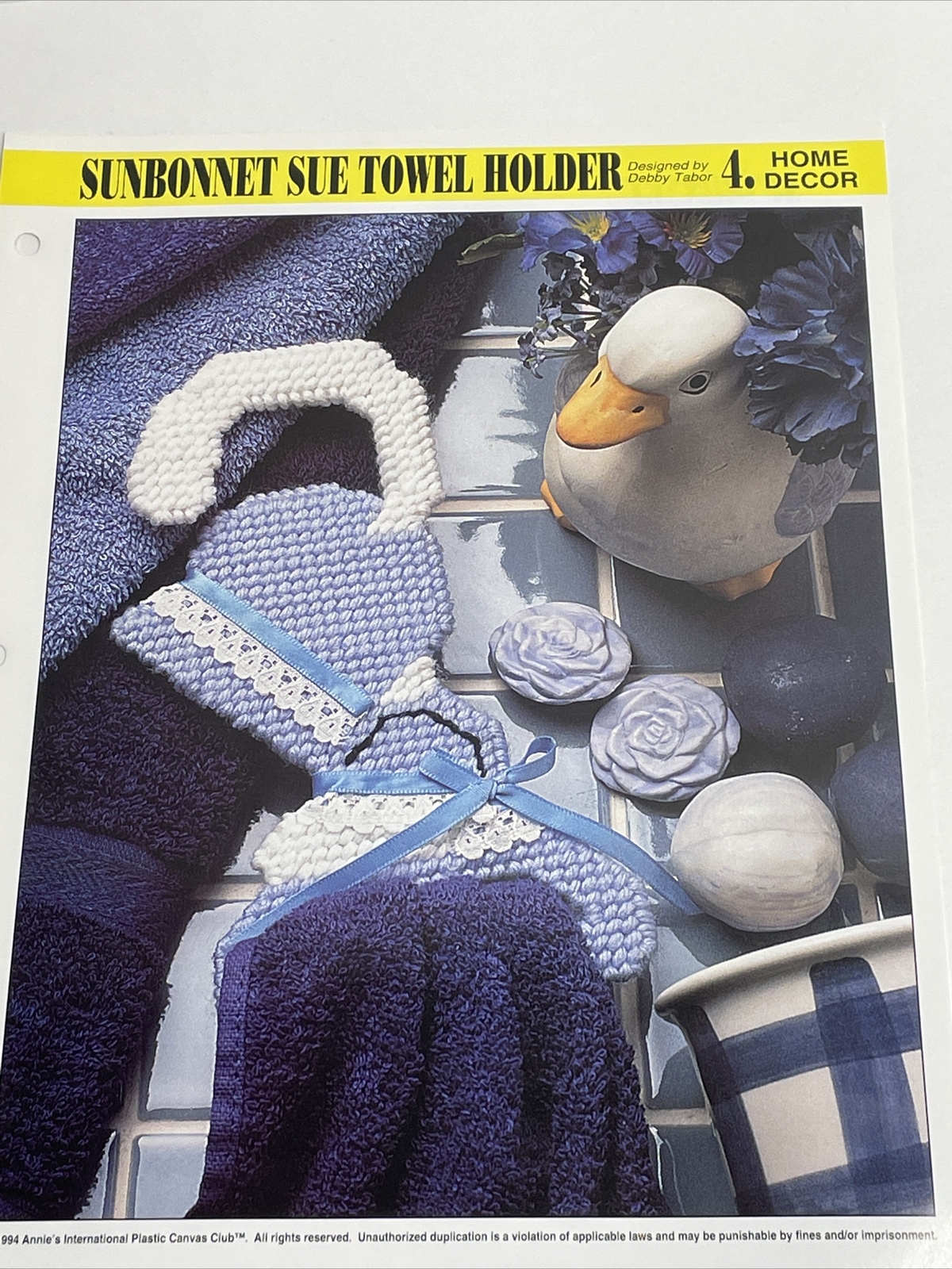 Annie's Attic Sunbonnet Sue Towel Holder Plastic Canvas Pattern