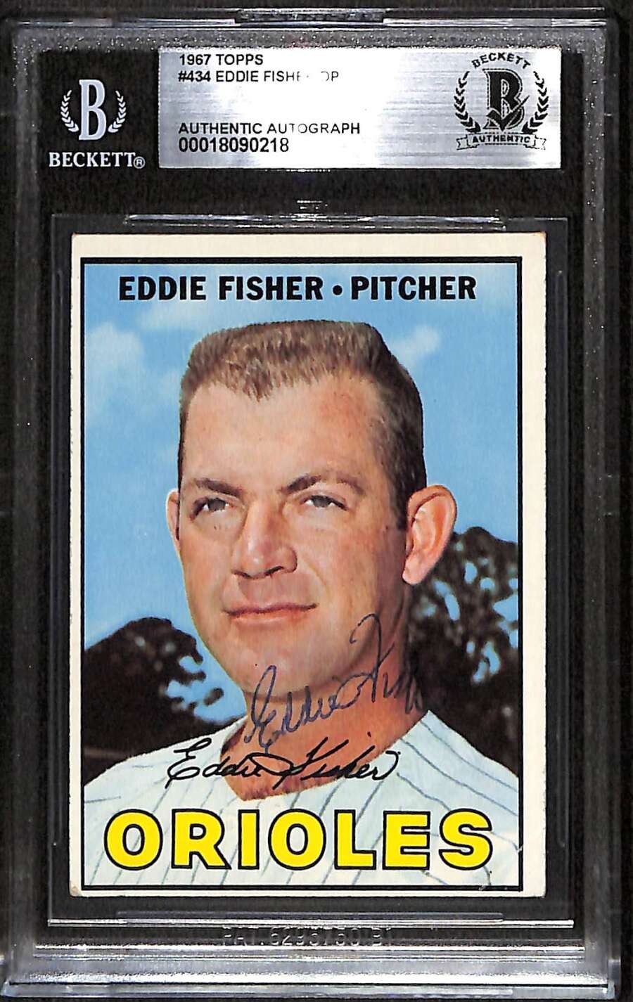 1967 Topps 434 Eddie Fisher DP BGS Auto Autographed BAS Authentic C100210