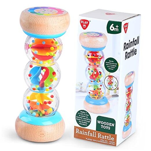 Rainmaker - 7 inch Wooden Rainbow Rain Stick Montessori Toys for Babies 6-12