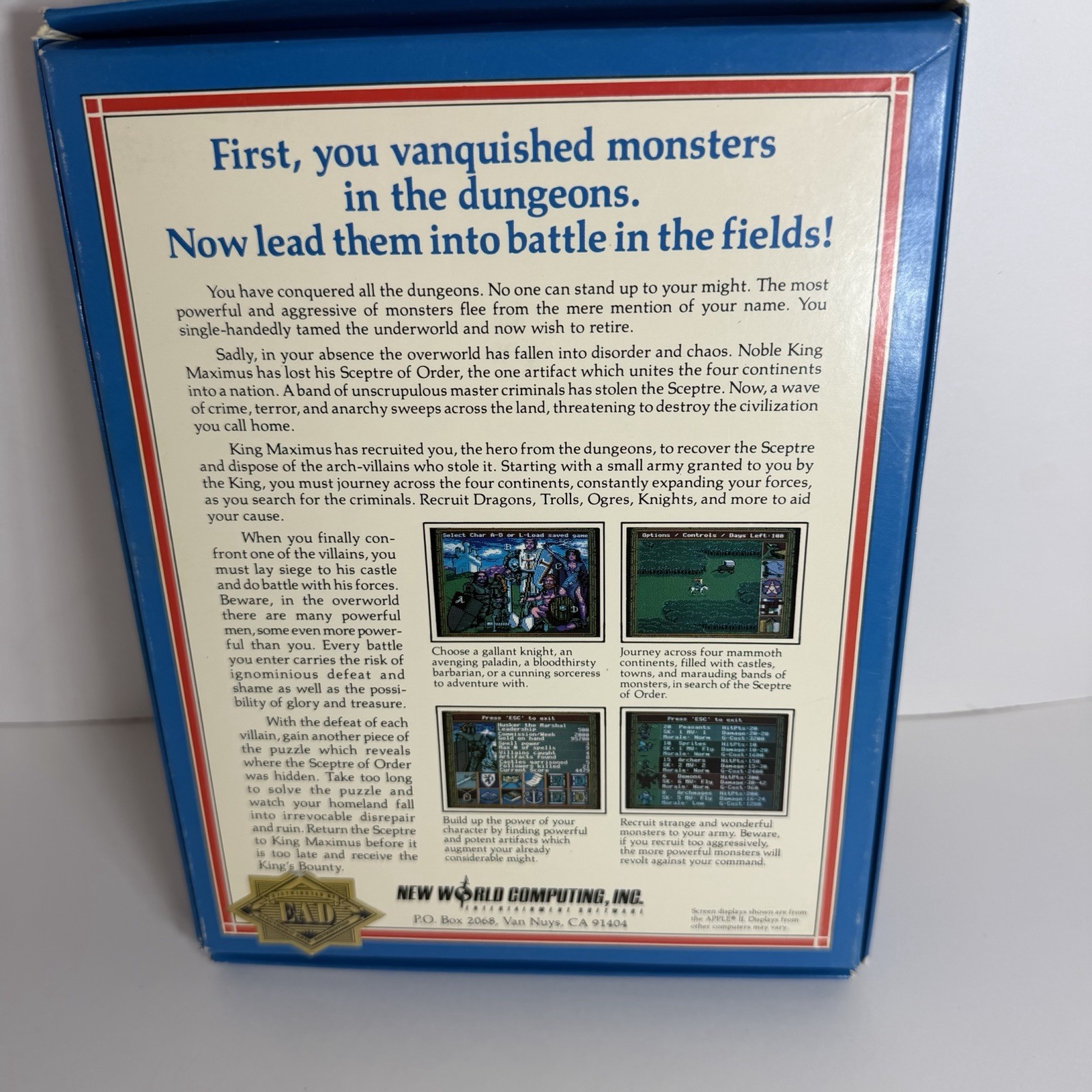 Vintage Big Box Software Kings Bounty New World Computing NO GAME BOX ONLY READ