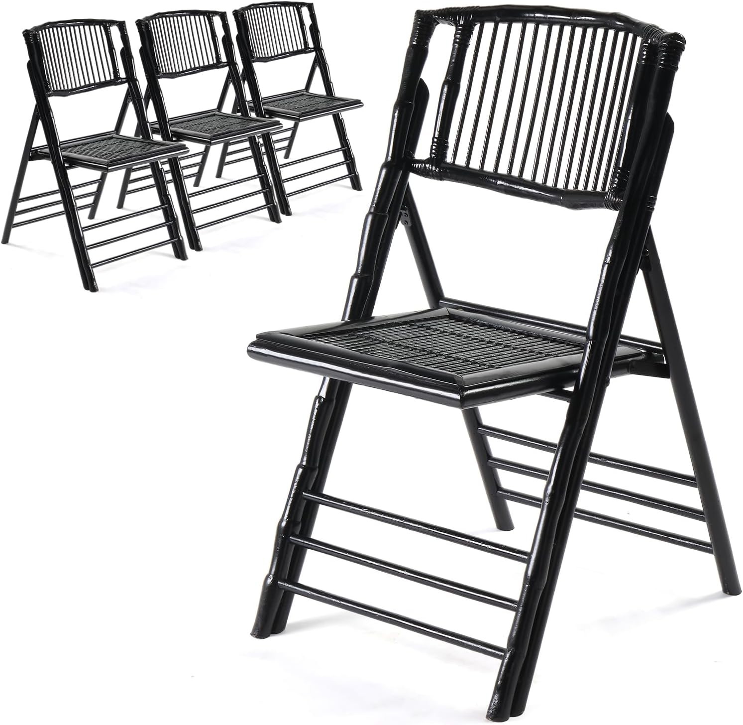 4 PCS Wooden Folding Chair Portable Comfortable Seat for In/Outdoor Porch Party