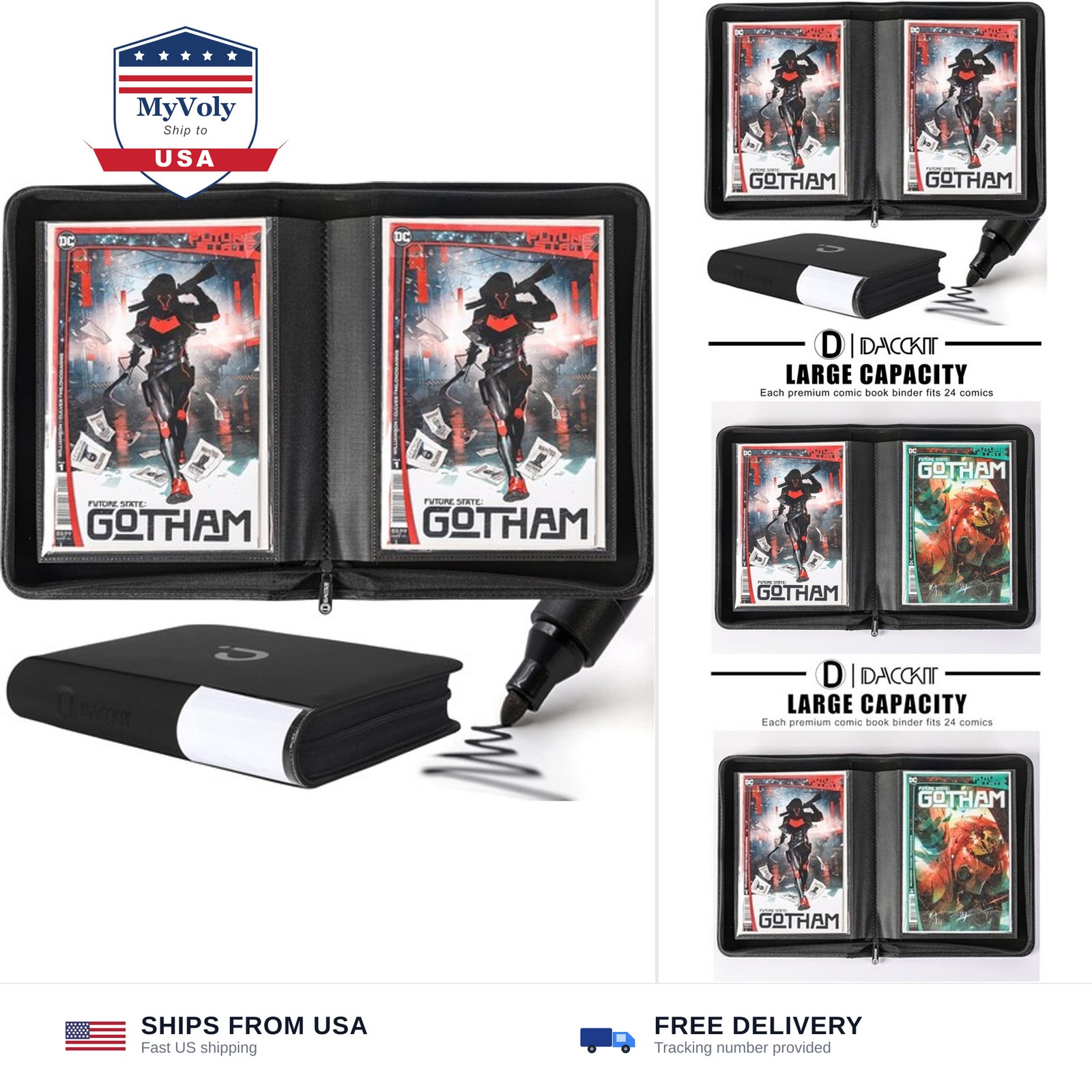 D DACCKIT Comic Binder，Comic Book Album with Sleeves Fits Regular Comics and ...