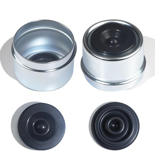2pcs 1.98'' Trailer Hub Dust Caps with Extra 2pcs Rubber Plugs,Bearing Center
