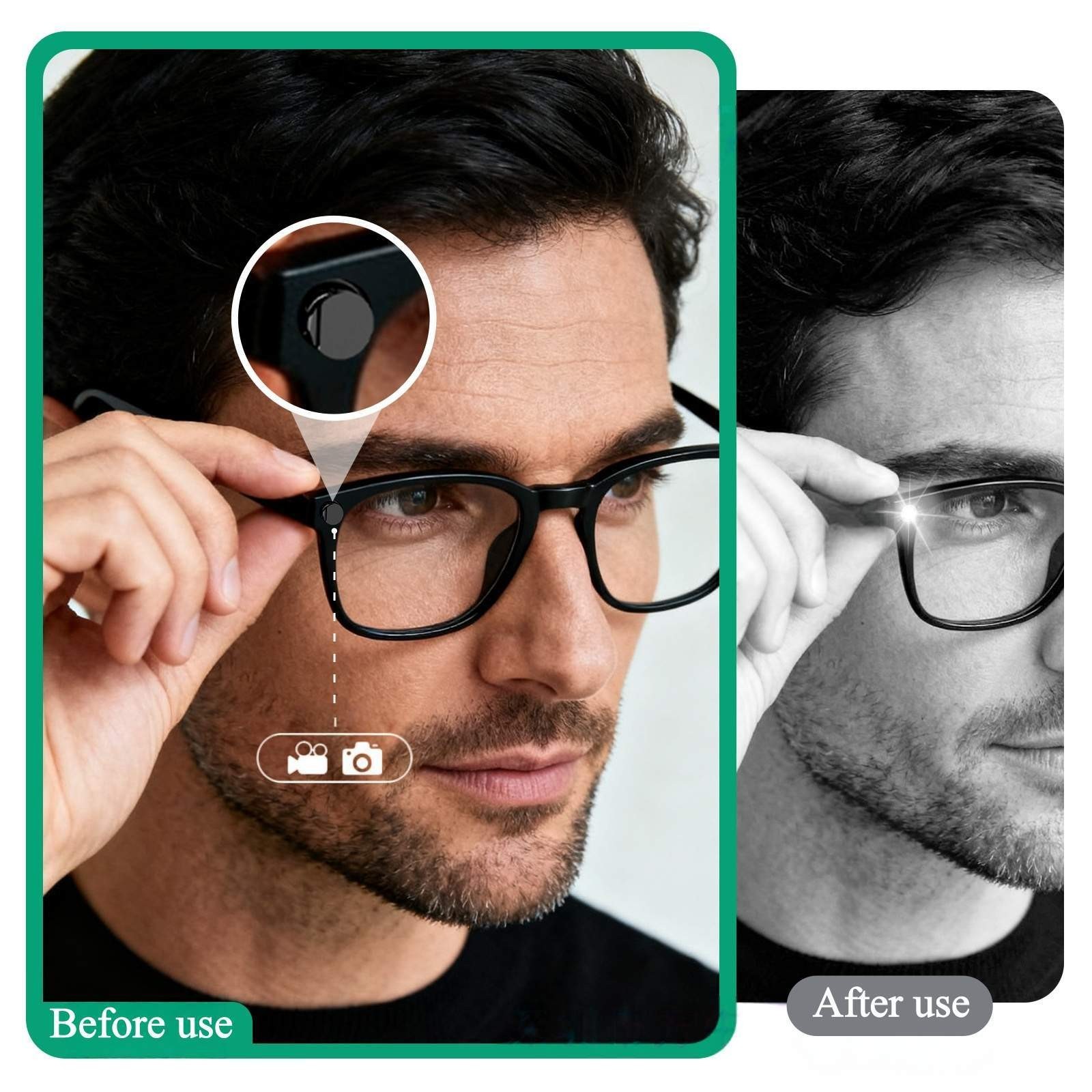 2Pcs Smart Glasses Light Blocking Covers -Anti-Glare & UV Protection, Compatible