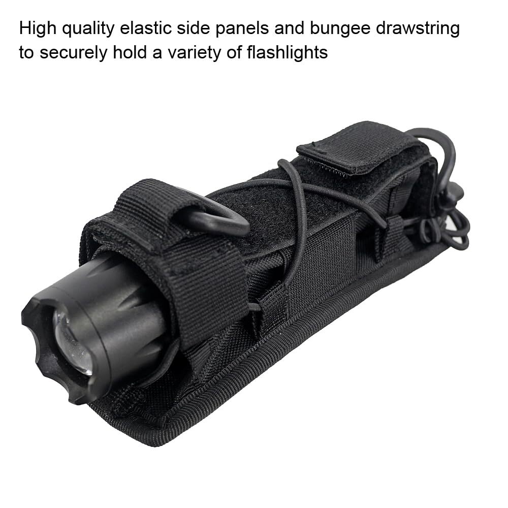 Tactical Flashlight Holster Rotatable Duty Belt Holder with 360 Degree Carabiner