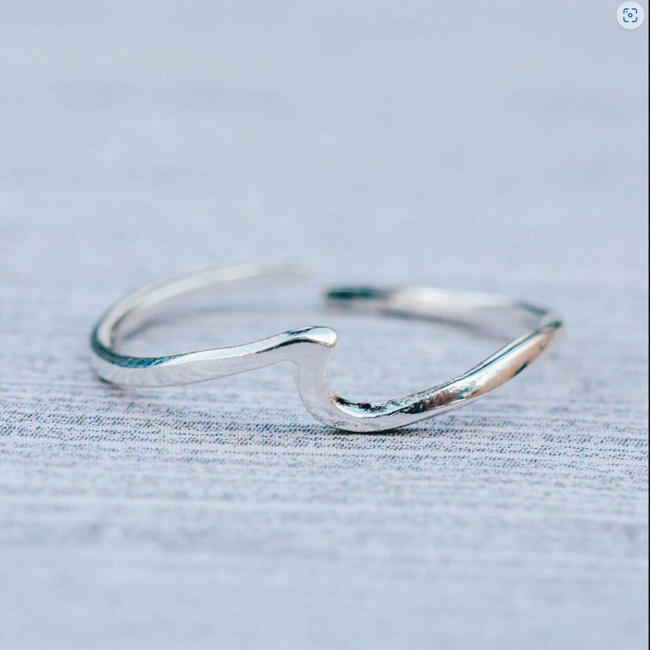 Valentine's Day Daily Use Solid Metal Wave Women's Adjustable Toe Ring 925 SS