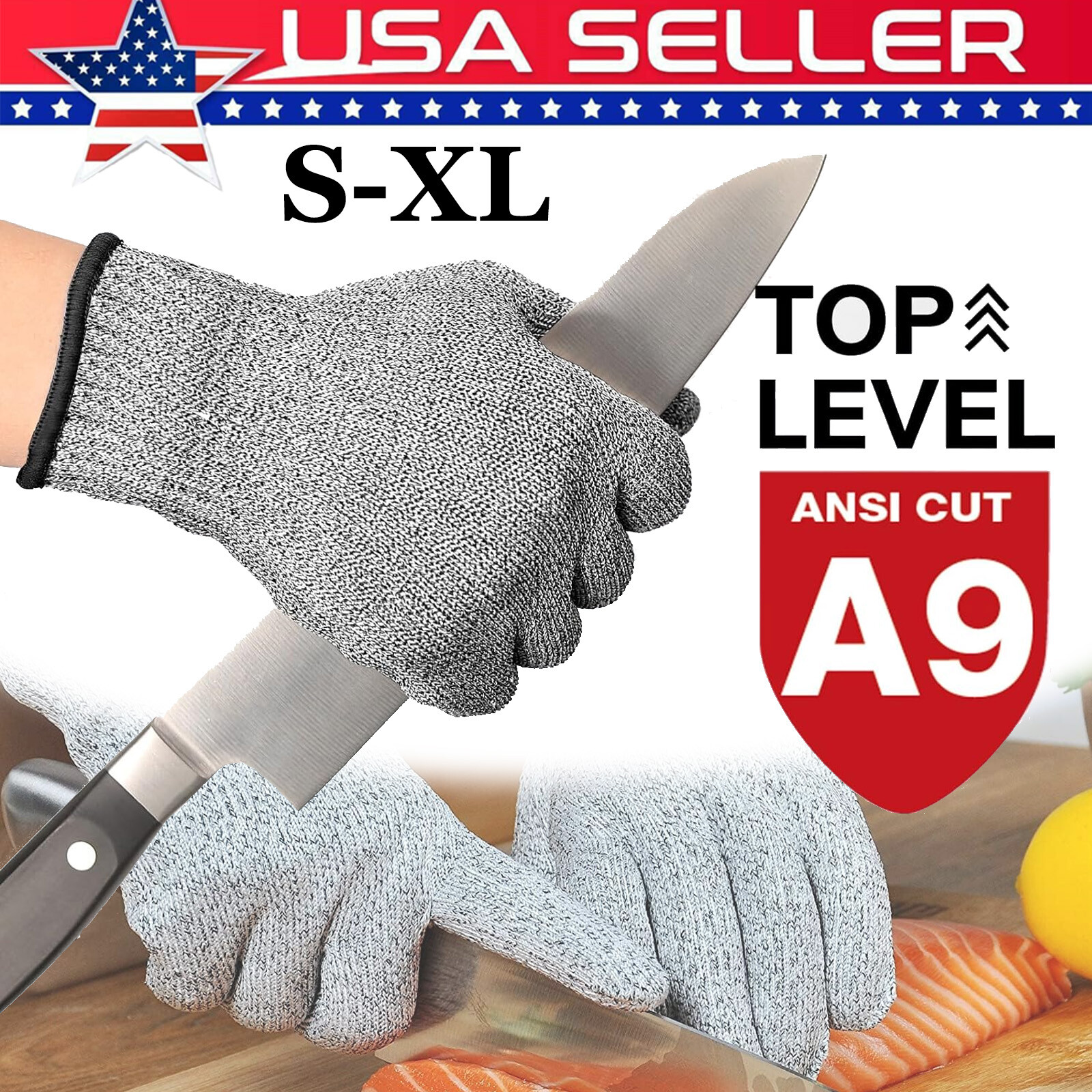 US Safety Cut Proof Stab Resistant Butcher Gloves Kitchen Level 5 Protection Hot