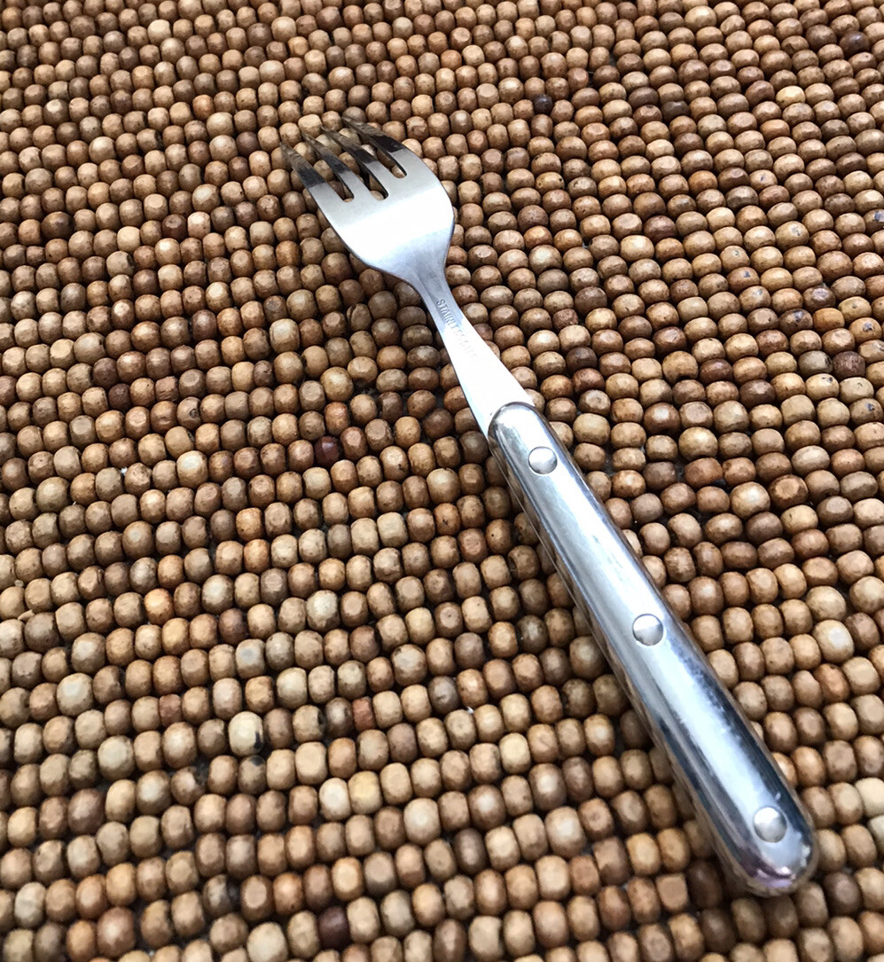 Stainless Flatware Chrome Like Silver Plastic Handle Rivets SALAD FORK 6.5”