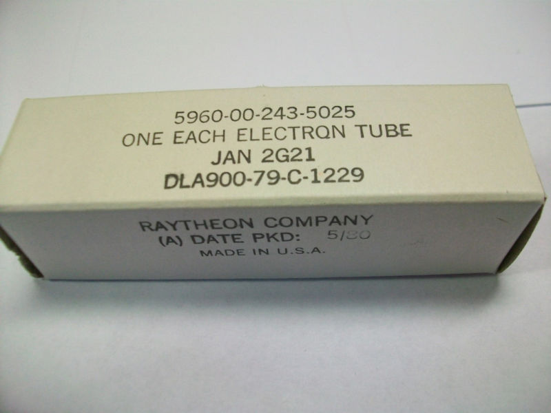 RAYTHEON JAN 2G21 TUBES