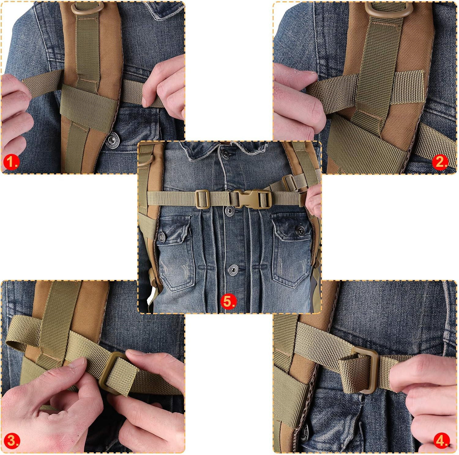 Backpack Chest Strap Adjustable Sternum Strap Chest Belt with Buckle