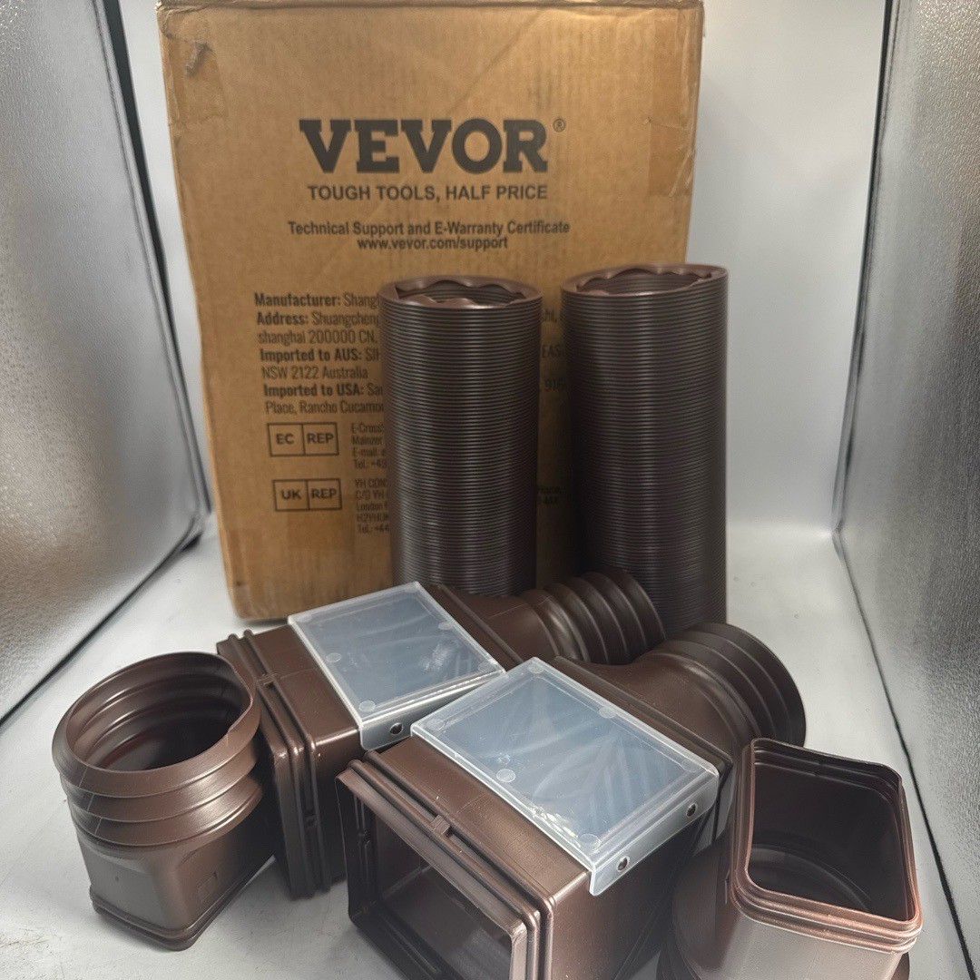 VEVOR Corrugated Drain Pipe With Adapters Brown HC3003G2 Drainage Easy Install