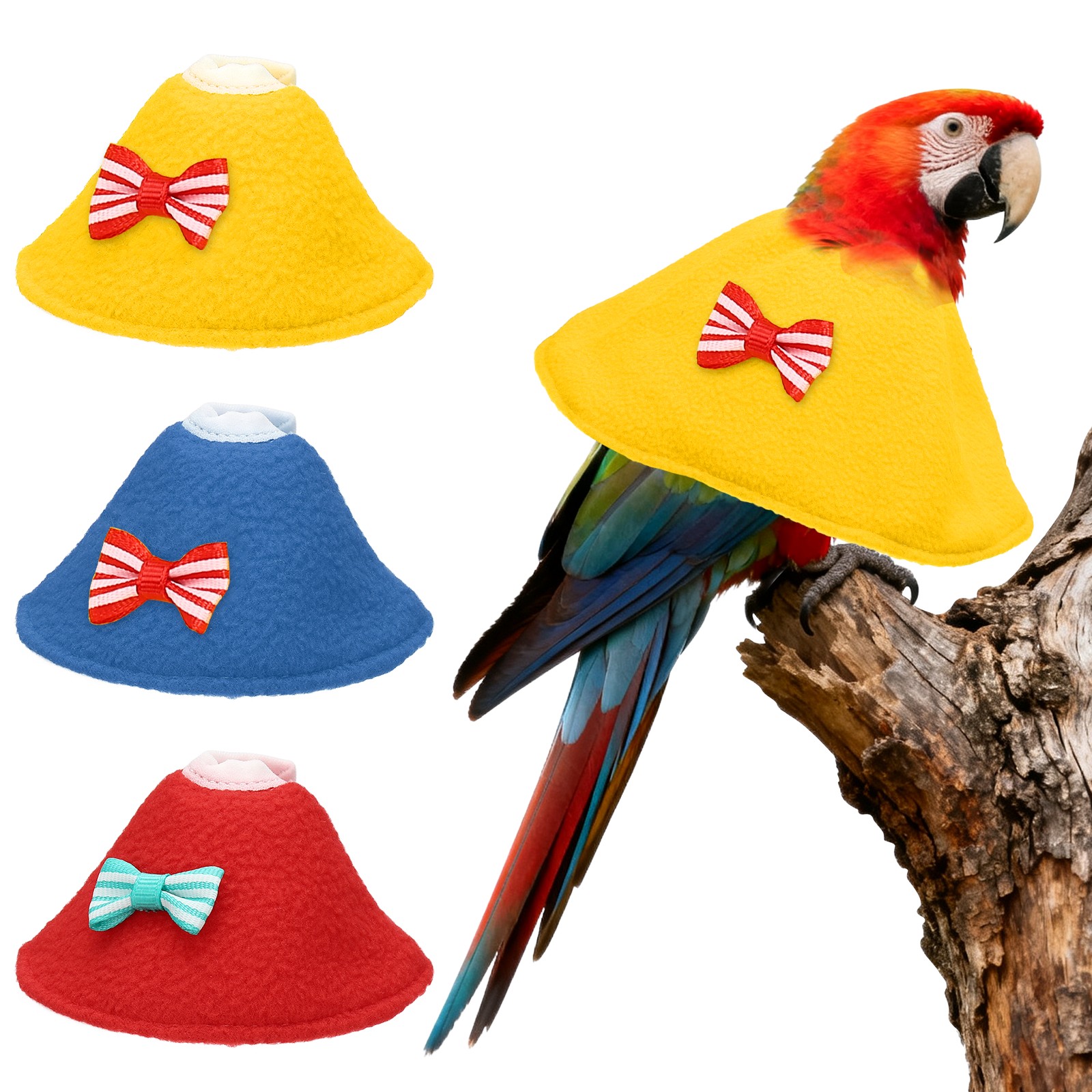 Bird Collars Bird Cone Collar Protective Cones (Yellow/Blue/Red, S, 3 Pcs)