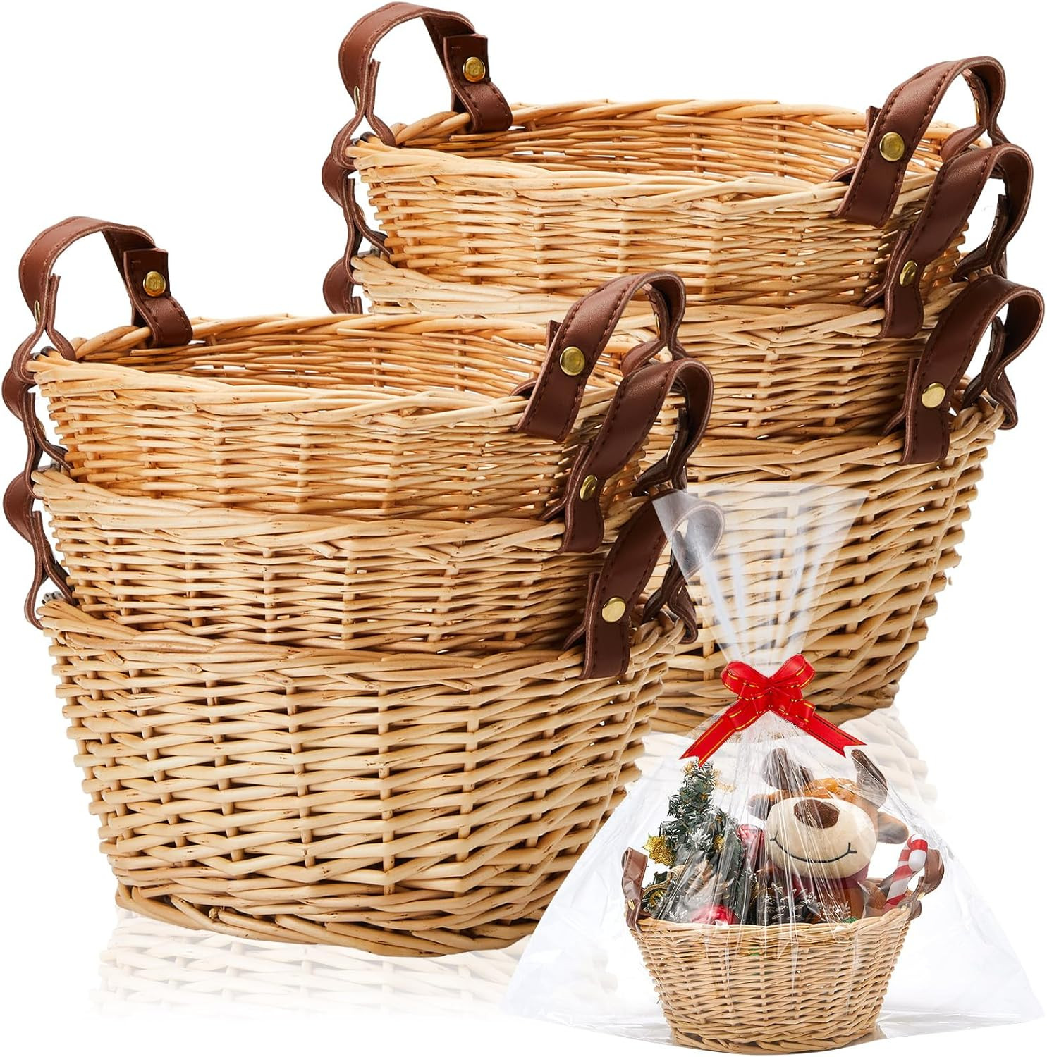6 Pcs Small Wicker Basket for Gifts, Empty to Fill Chocolate Nuts Cookies Fruits