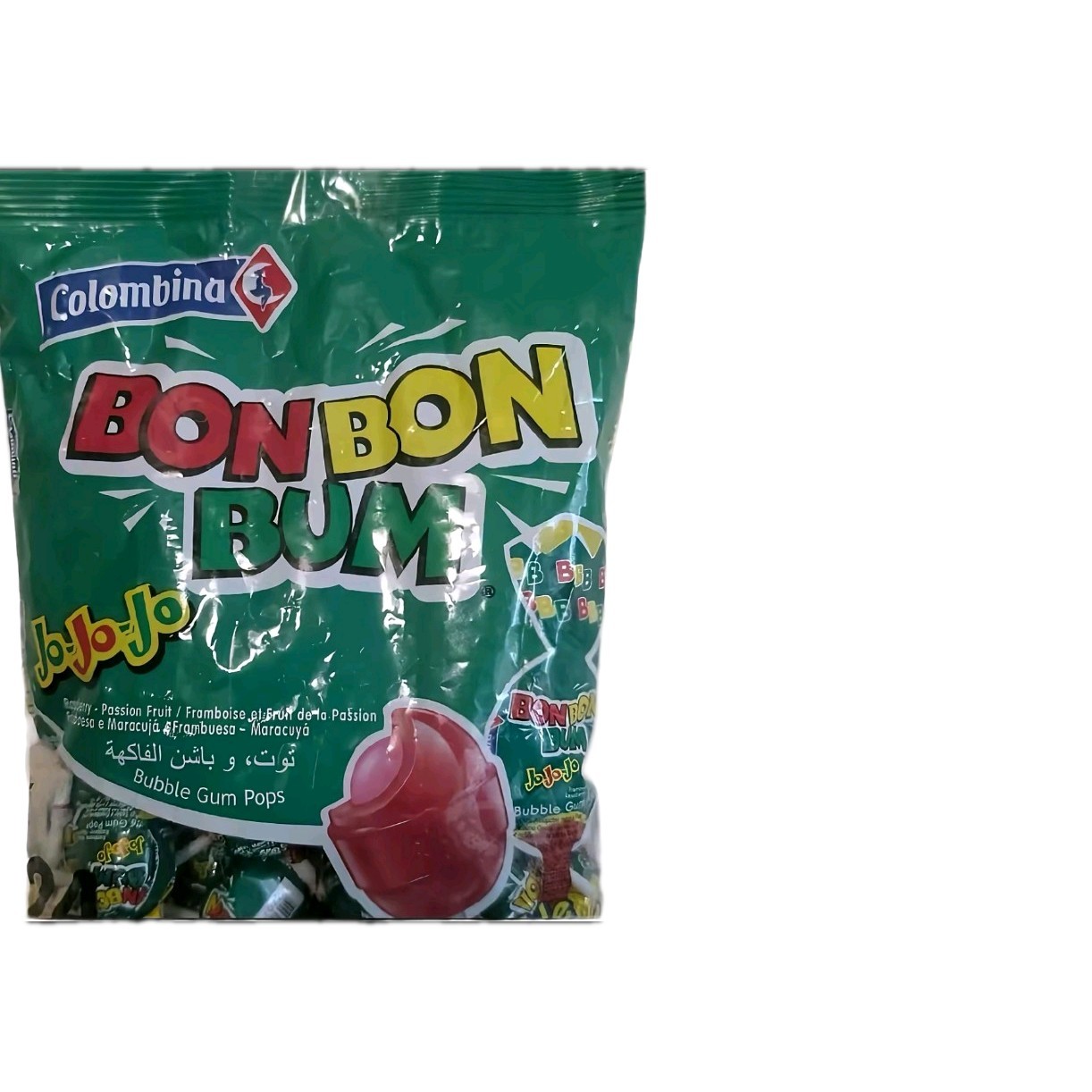 Colombina Bon Bon Bum JoJoJo Gum Pop Lollipops Bag Passion/Raspberry