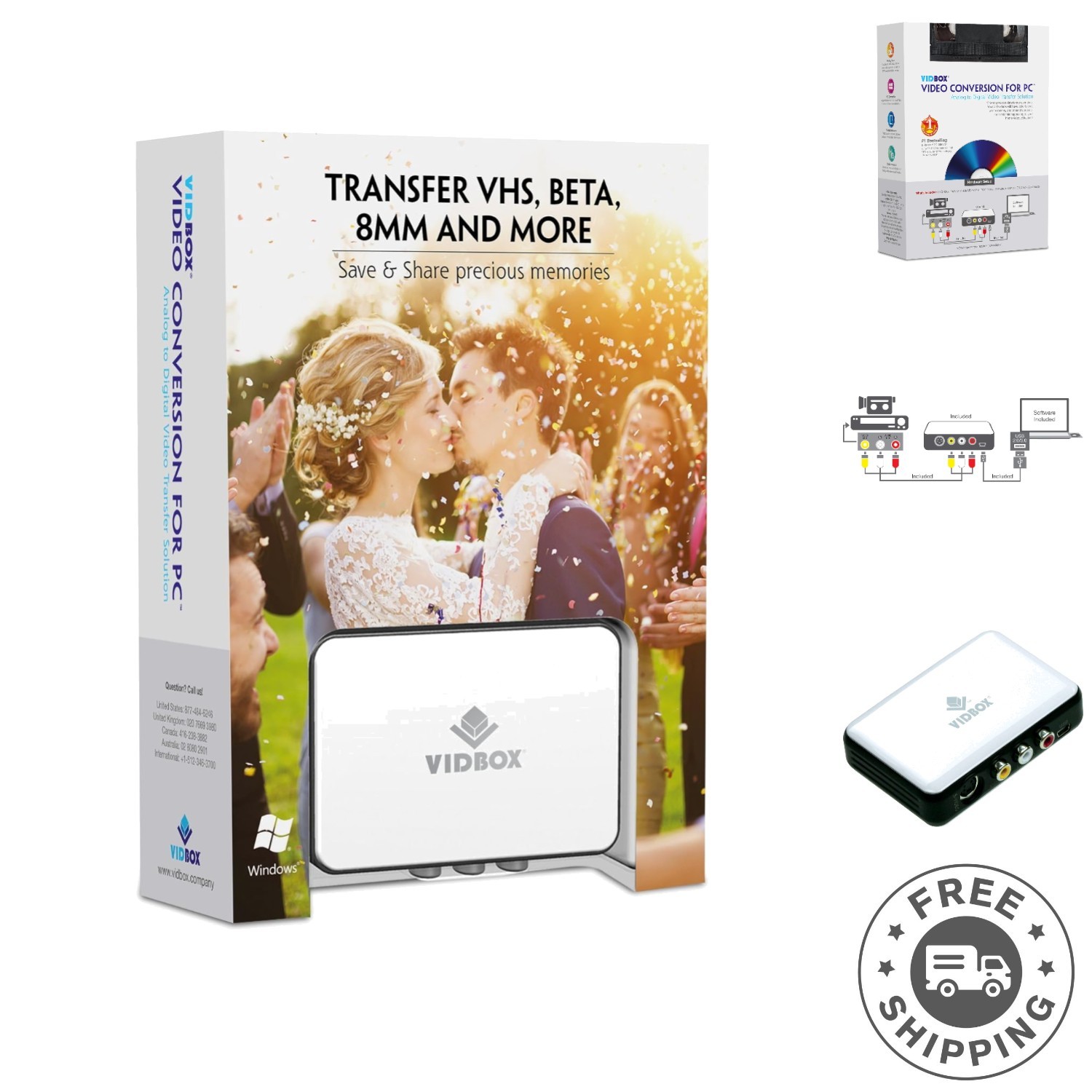 Digital Video Converter USB Device for Easy VHS, Betamax & Audio Recordings