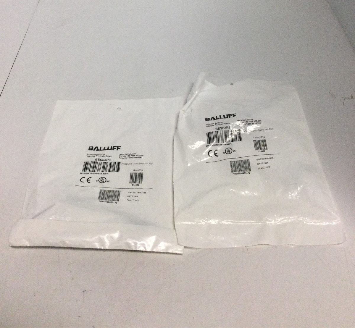 NEW, LOT OF 2, BALLUFF, INDUCTIVE PROXIMITY SENSOR, BES03R3, 64534. (4J-1)