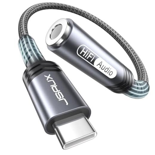 USB C to 3.5mm AUX Audio Adapter for iPhone 17/15, Galaxy S25 | 1 x 0.6ft Grey