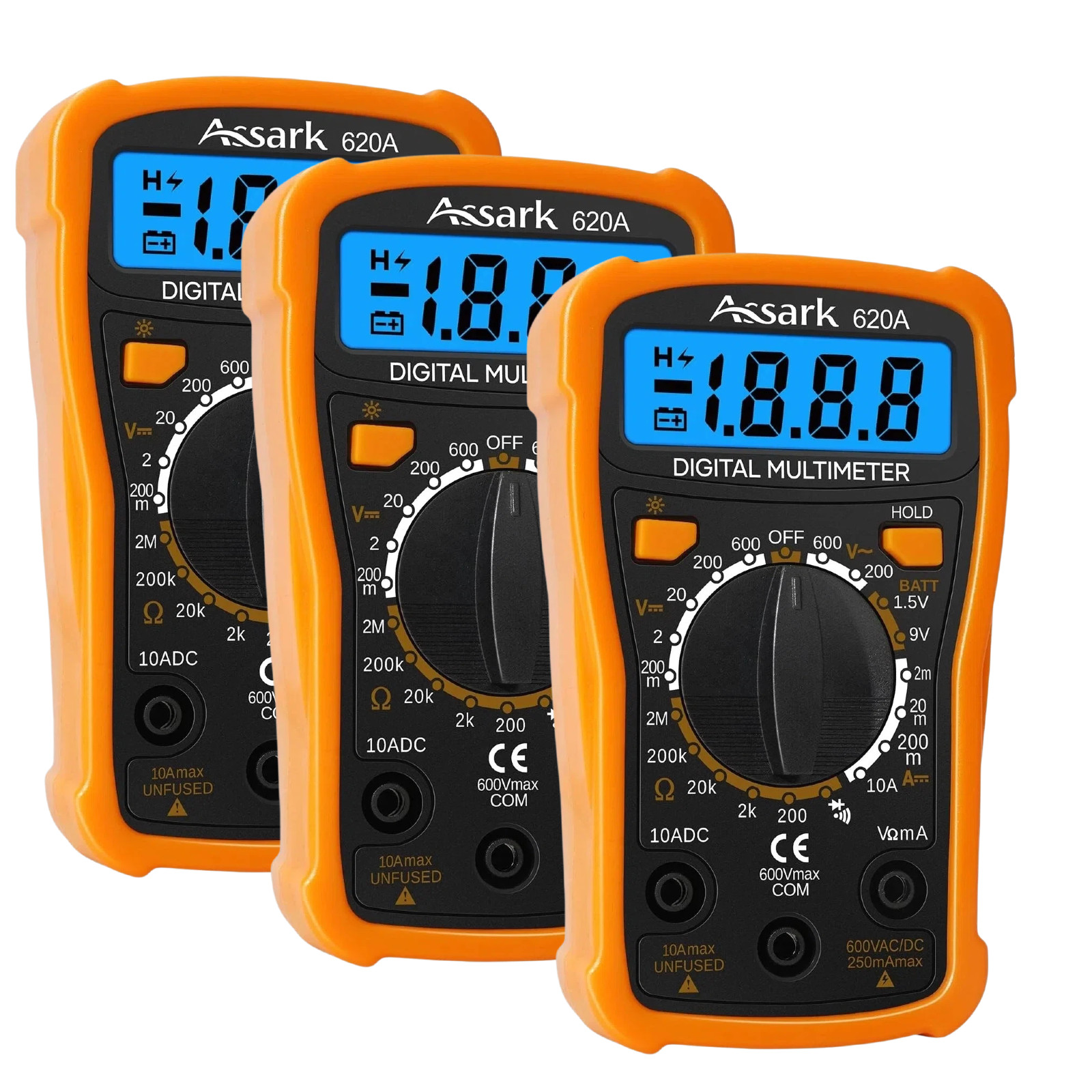 3Pcs Digital Multimeter 2000 Counts AC DC Volt Current Tester LCD Data Hold