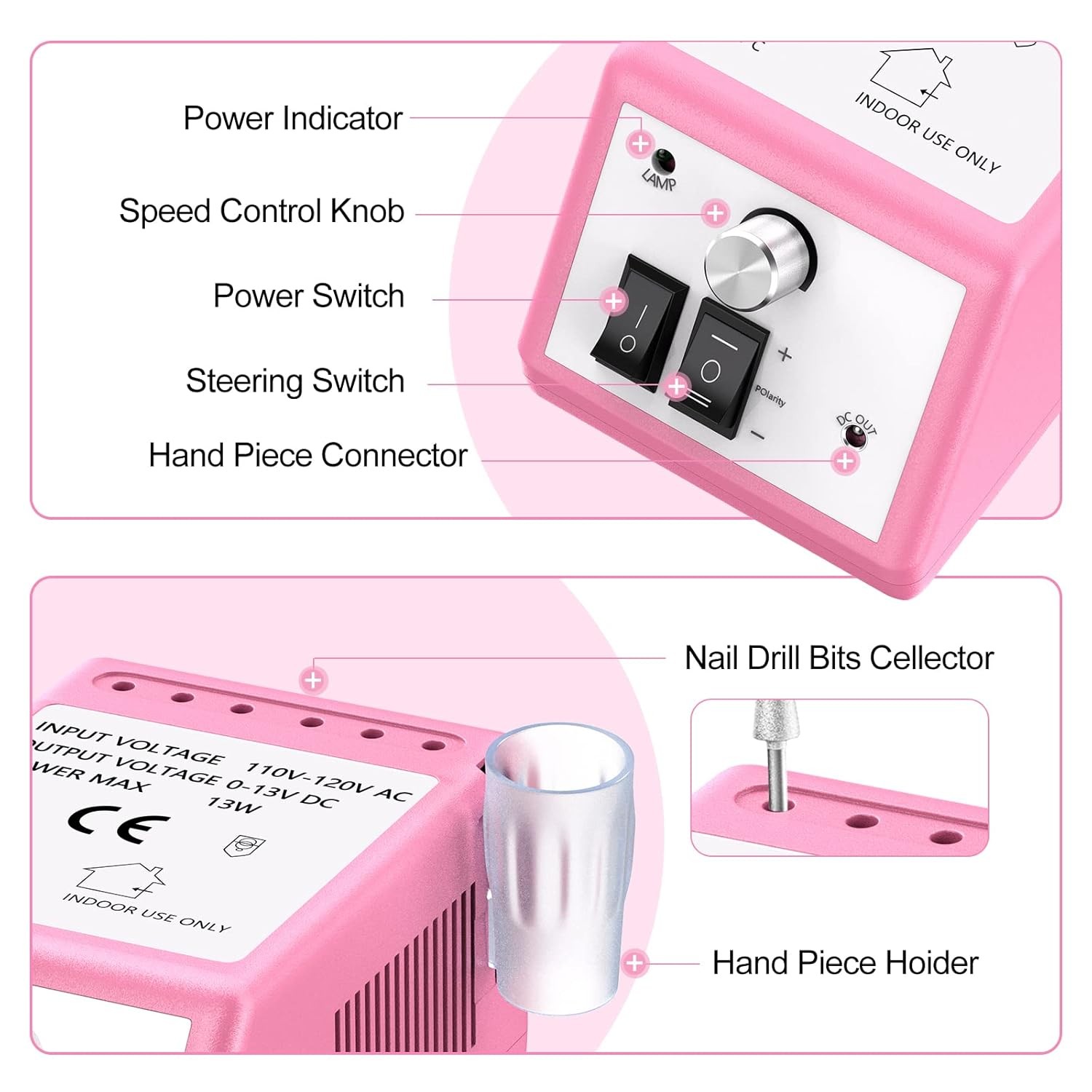 Professional Electric Nail File Drill 20K RPM with Bits & Bands