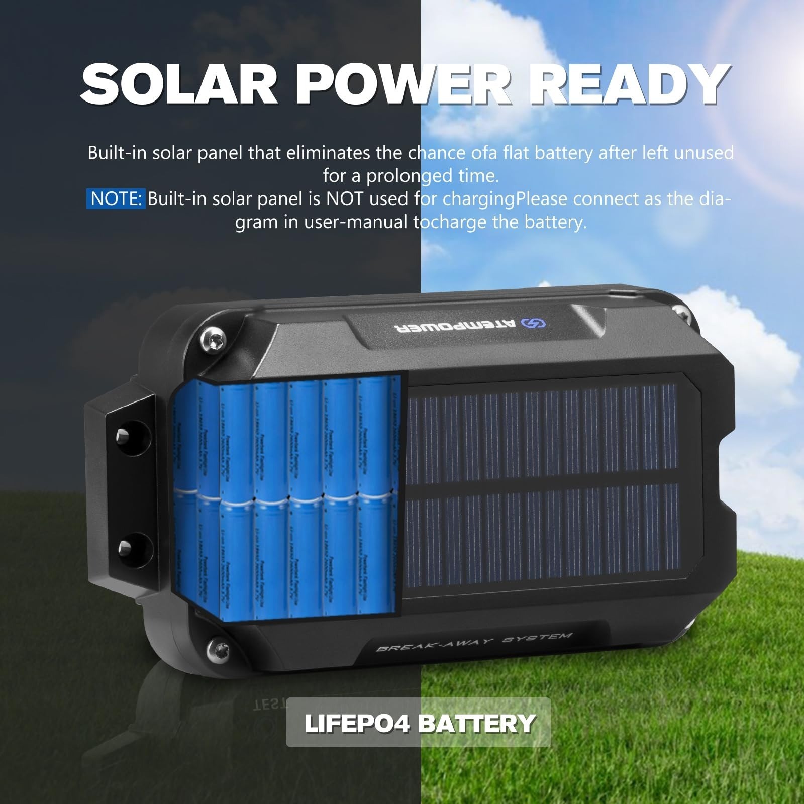 ATEM POWER Solar Trailer Brake Controller Kit 12V with Built-in Solar Panel