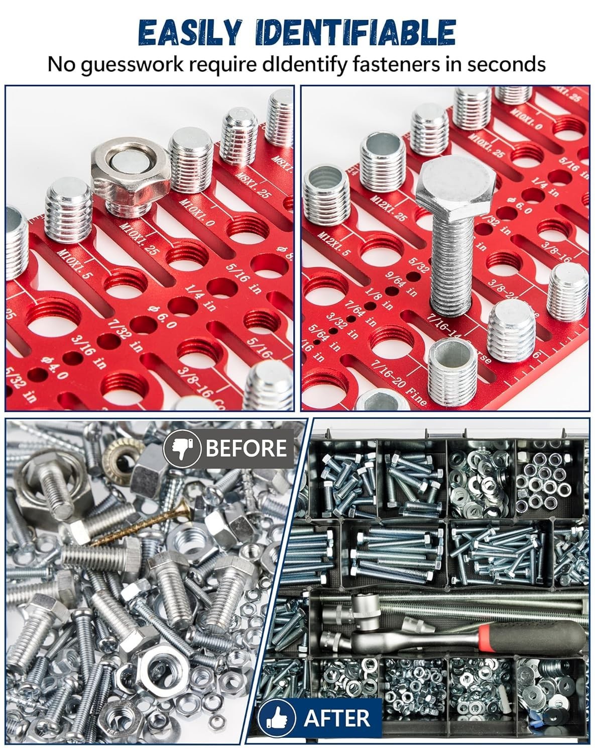 57 Nut and Bolt Thread Checker Thread Checker Standard and Metric Bolt...