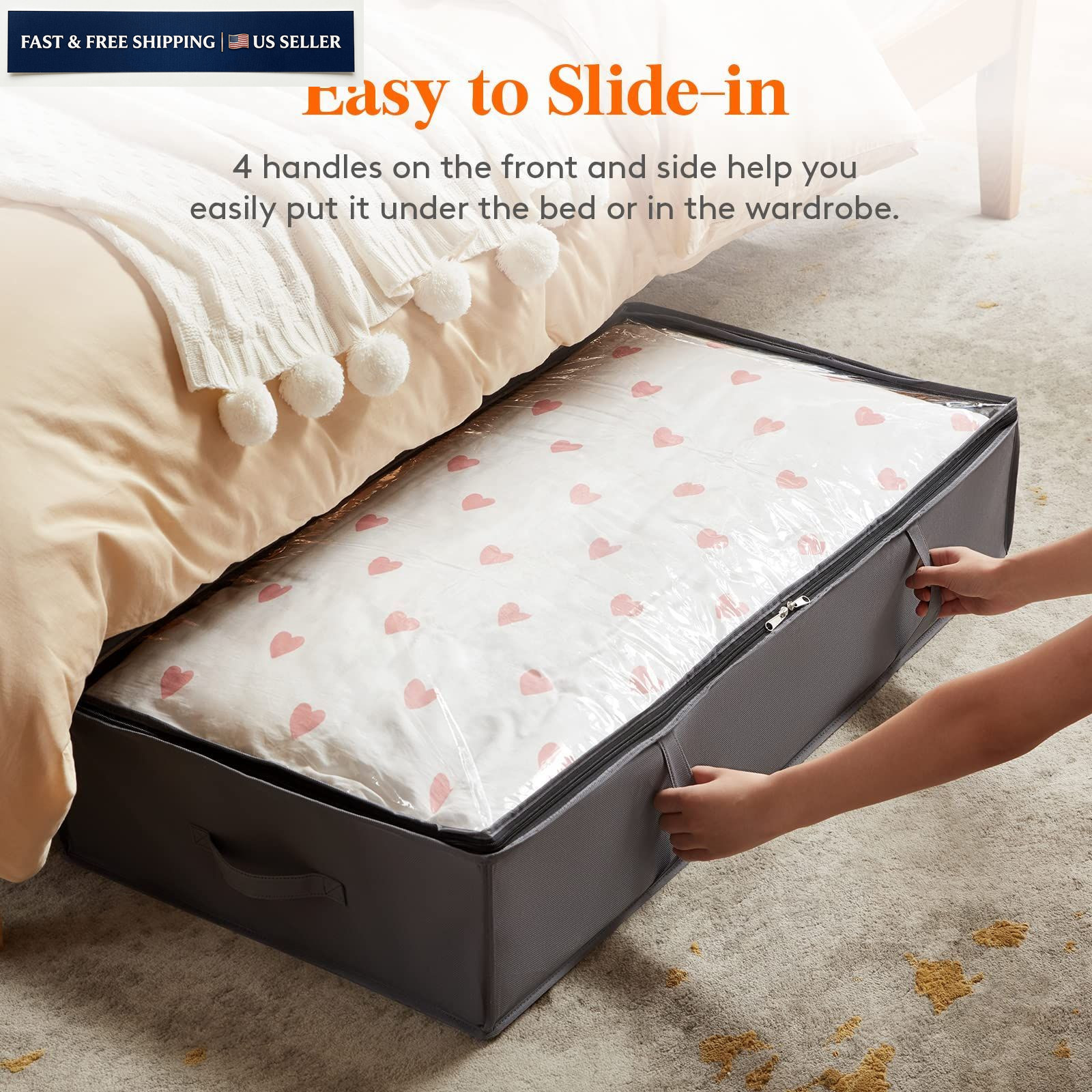 Lifewit 95L 4 Pack Under Bed Storage Containers, Large Capacity 95L, Gray