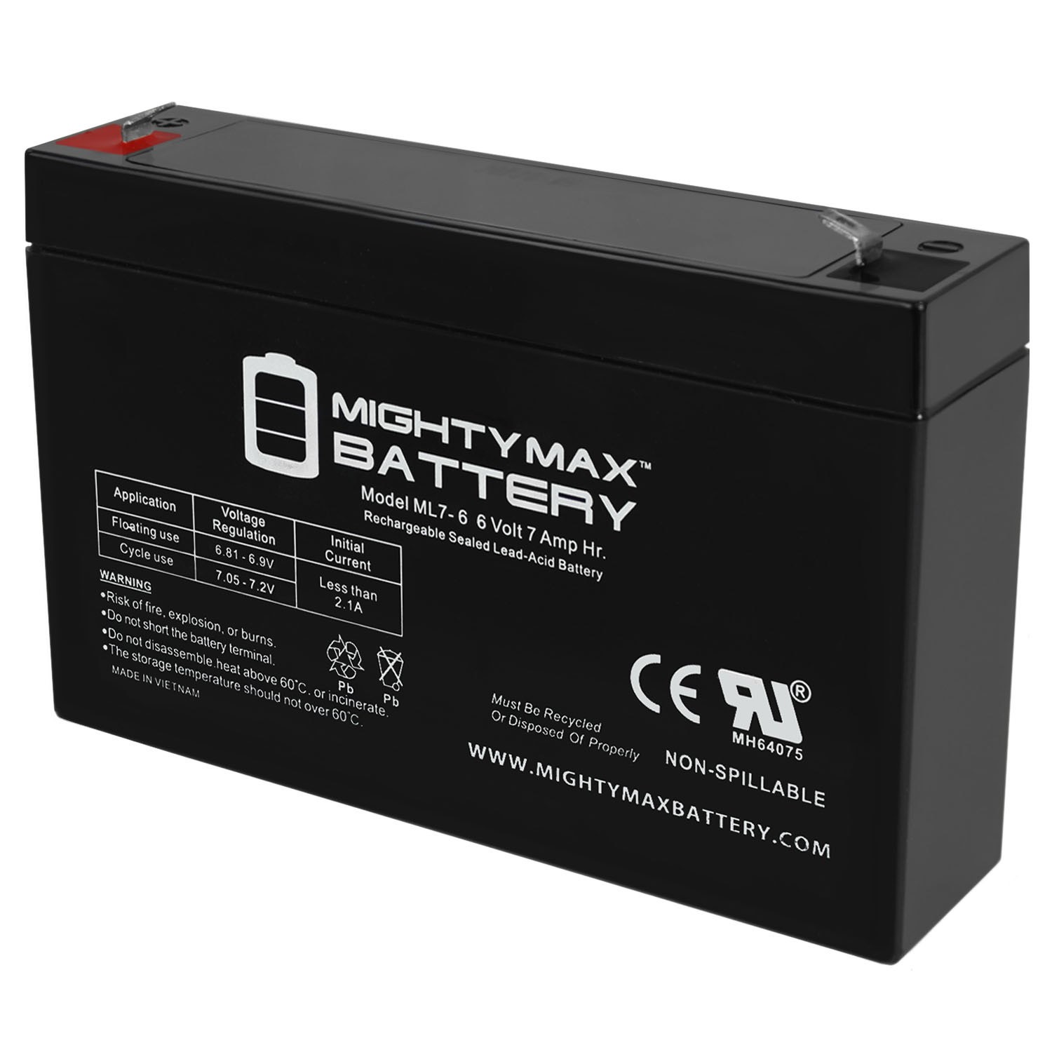 Mighty Max 6V 7Ah SLA Replacement Battery for Leoch DJW6-7L